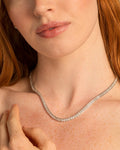 Bryan Anthonys Radiance Collection Baguette Tennis Necklace On Model Silver