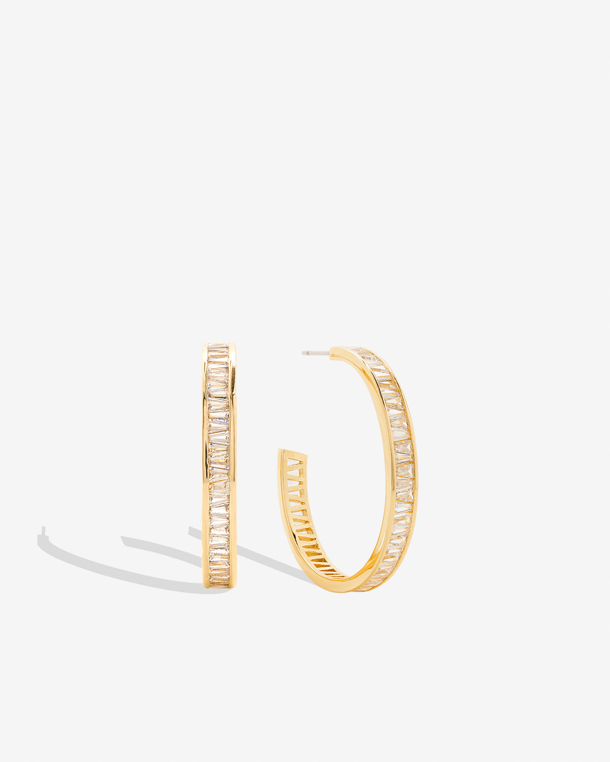 Bryan Anthonys Radiance Collection Baguette Maxi Hoop Earrings Gold