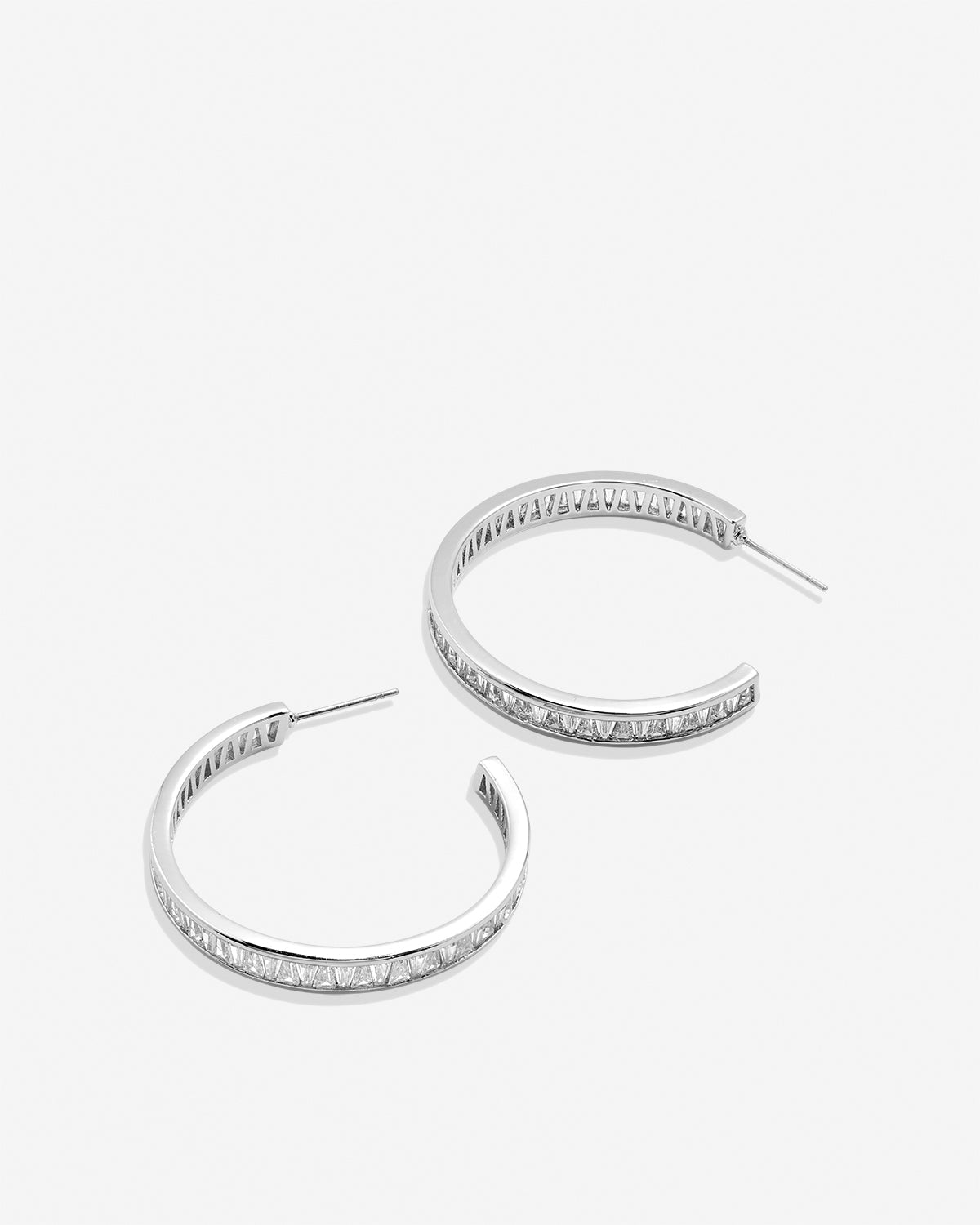 Bryan Anthonys Radiance Collection Baguette Maxi Hoop Earrings Silver