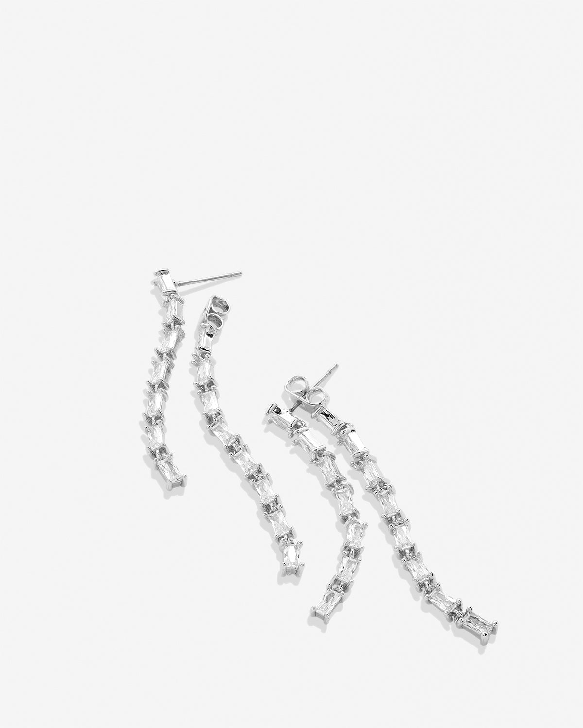 Bryan Anthonys Radiance Collection Baguette Chandelier Earrings Emerald Cut Silver