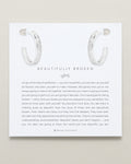 Bryan Anthonys Beautifully Broken Collection Baguette Midi Hoop Earrings Silver On Card