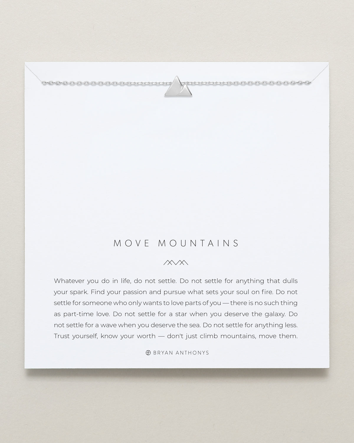 Bryan Anthonys Move Mountains Silver Necklace On Card
