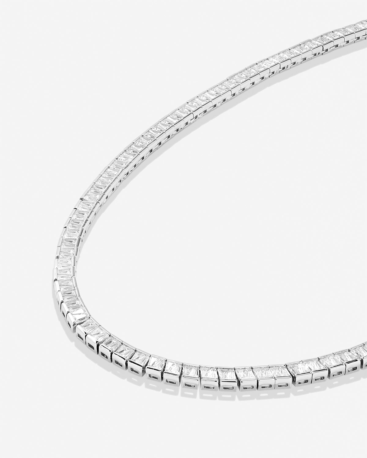 Bryan Anthonys Radiance Collection Baguette Tennis Necklace Silver