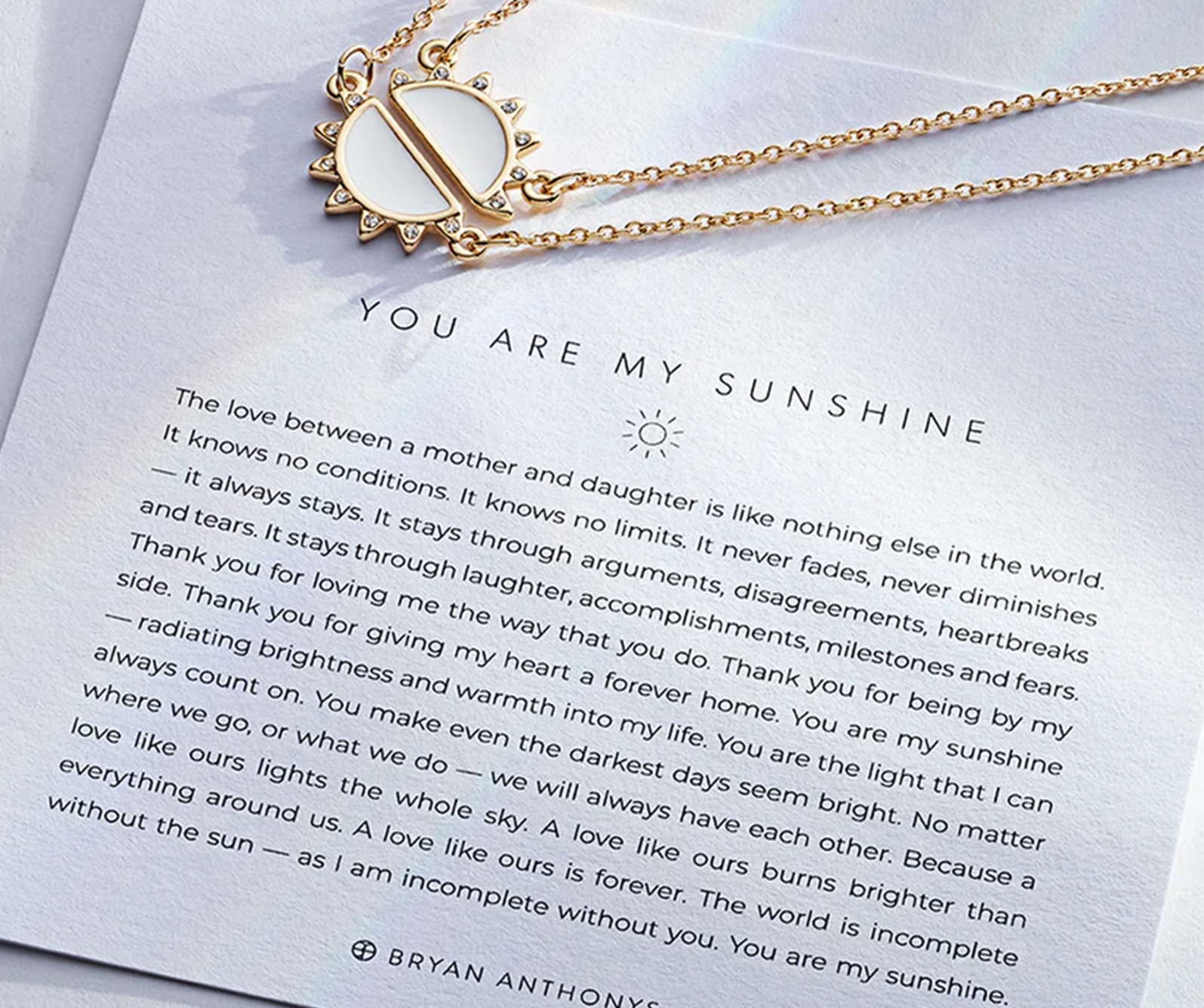 you are my sunshine mother daughter necklace set with meaning