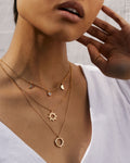 Bryan Anthonys Sun Will Rise Gold Necklace with crystals on model