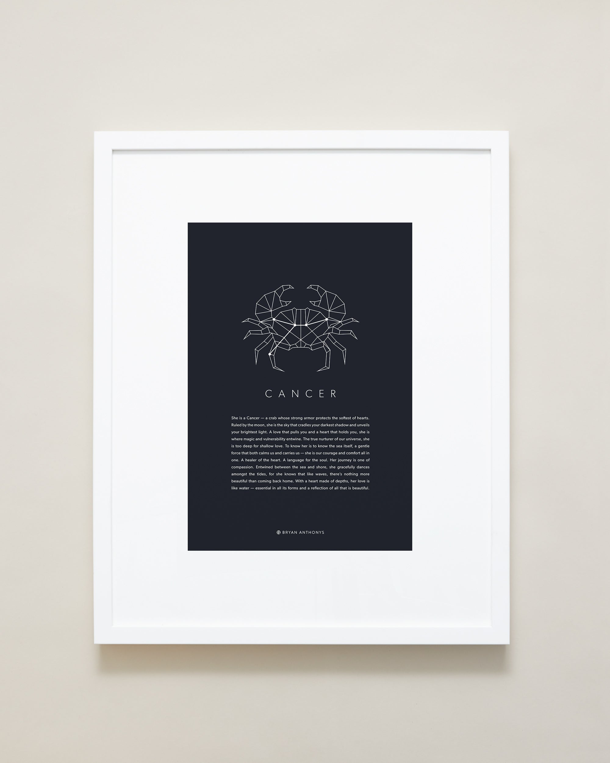 Bryan Anthonys Home Decor Cancer Zodiac Symbol Framed Graphic Print White Frame 16x20