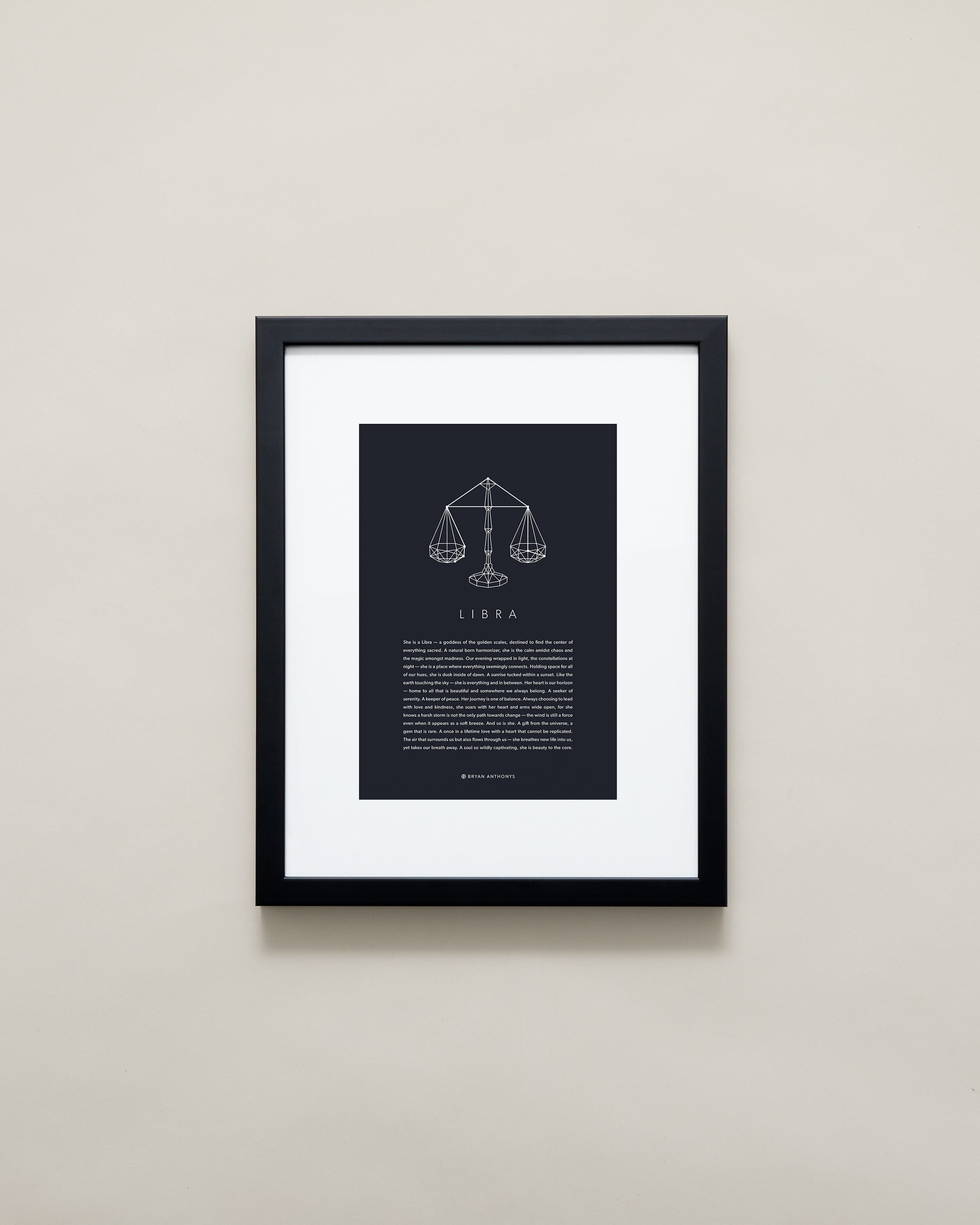 Bryan Anthonys Home Decor Libra Zodiac Symbol Framed Graphic Print Black Frame 11x14