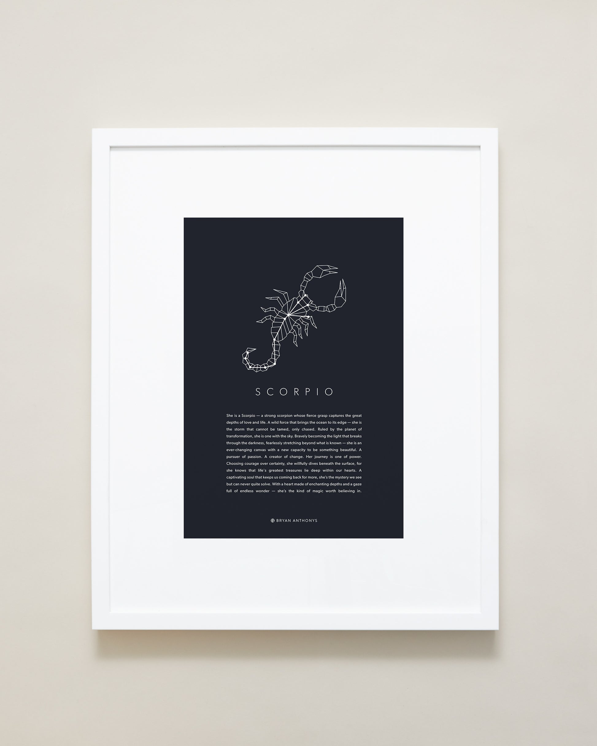 Bryan Anthonys Home Decor Scorpio Zodiac Symbol Framed Graphic Print White Frame 16x20