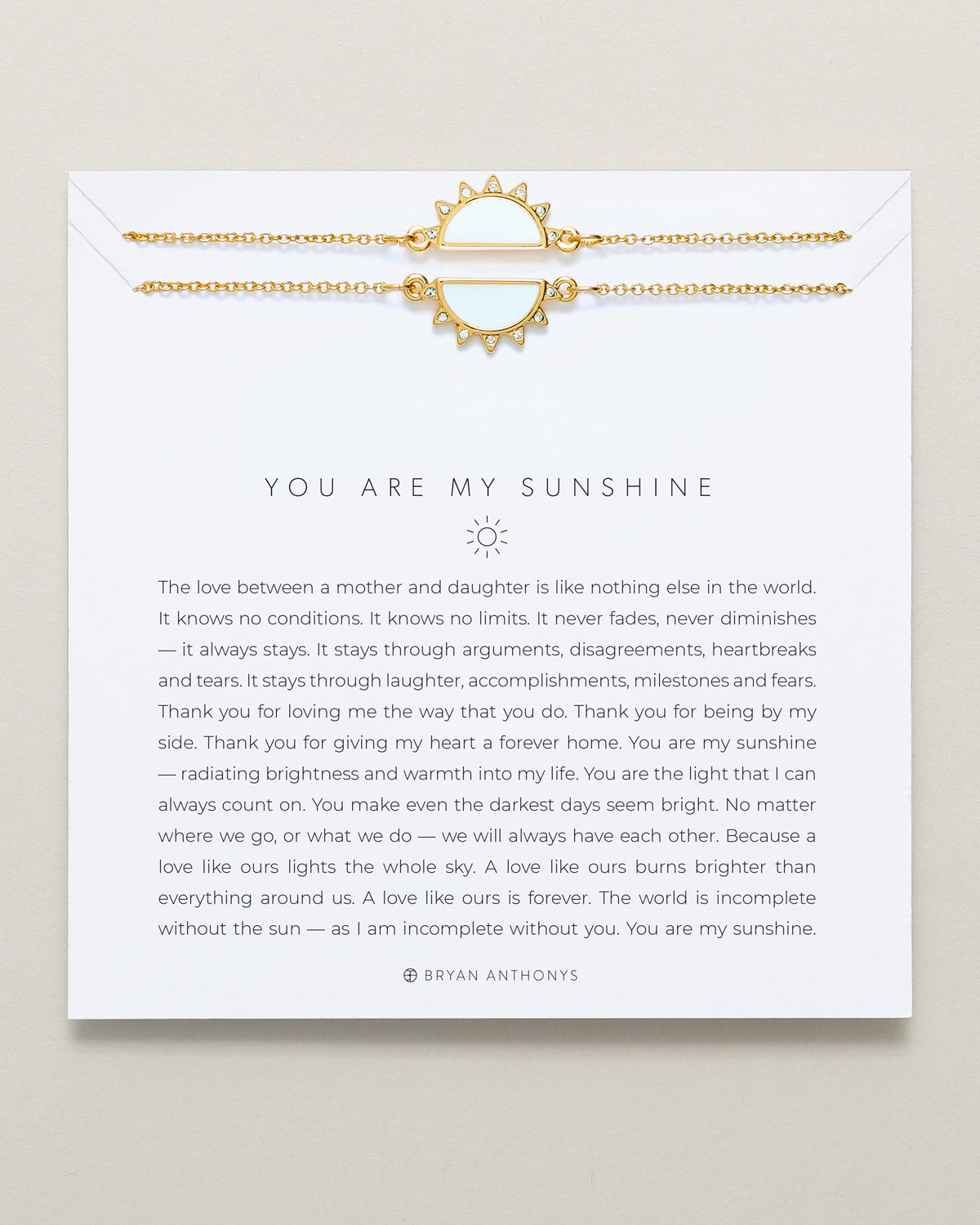 Bryan Anthonys You Are My Sunshine Mother Daughter Gold Bracelet Set On Card