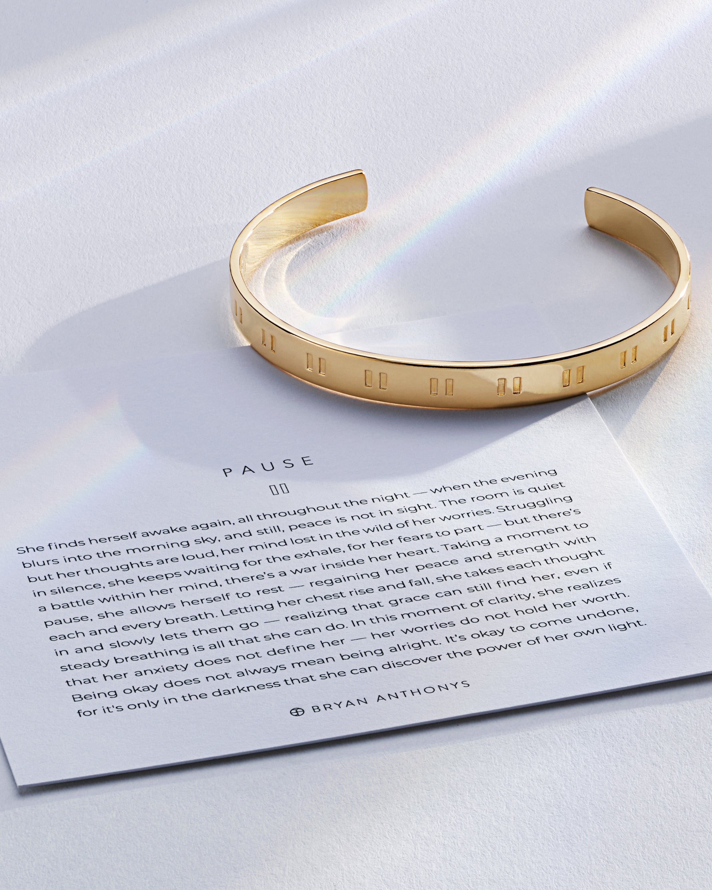 Bryan Anthonys Pause Gold Engraved Cuff On Card Dynamic