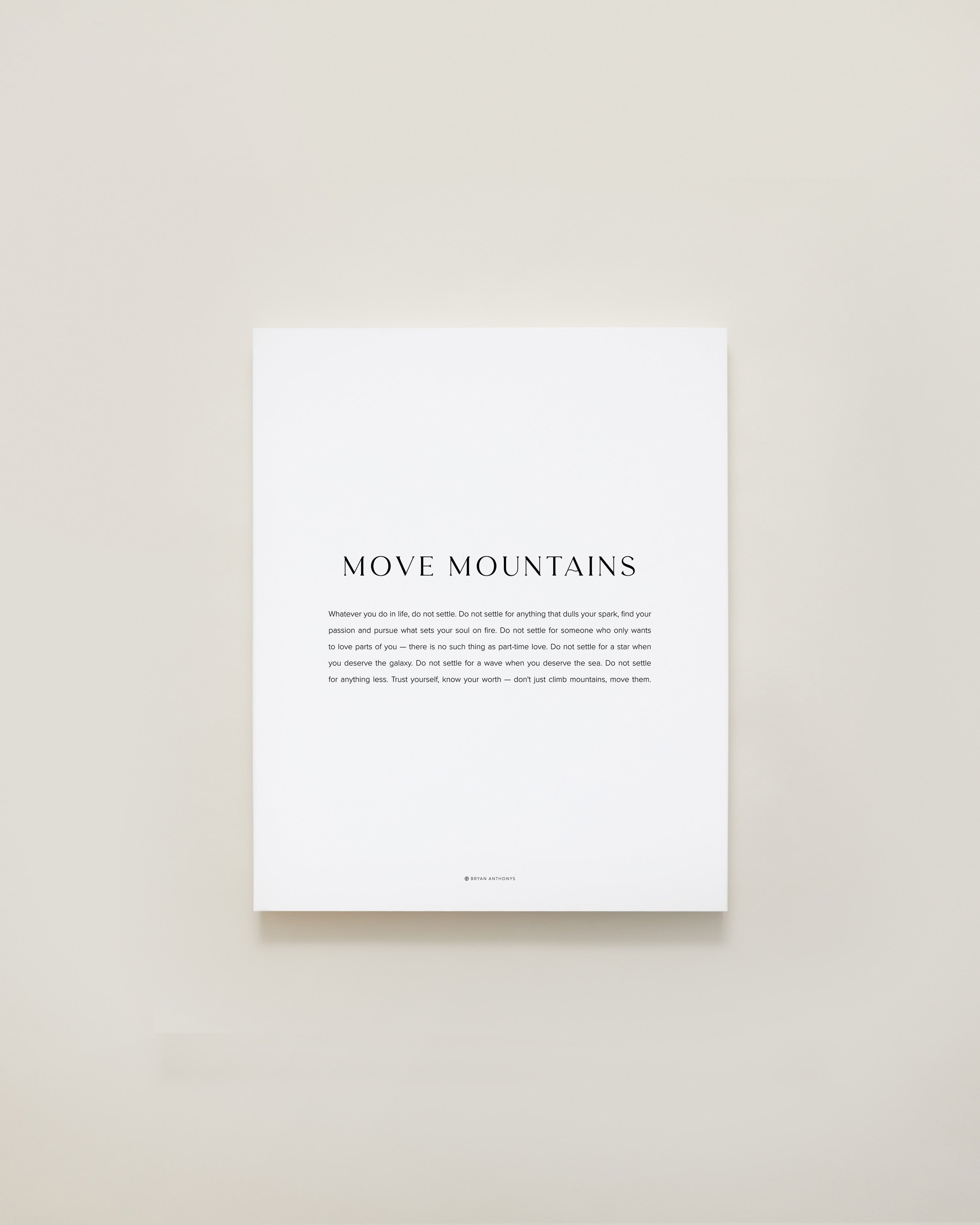 Bryan Anthonys Home Decor Move Mountains Modern Canvas Hand-Stretched Matte White 11x14