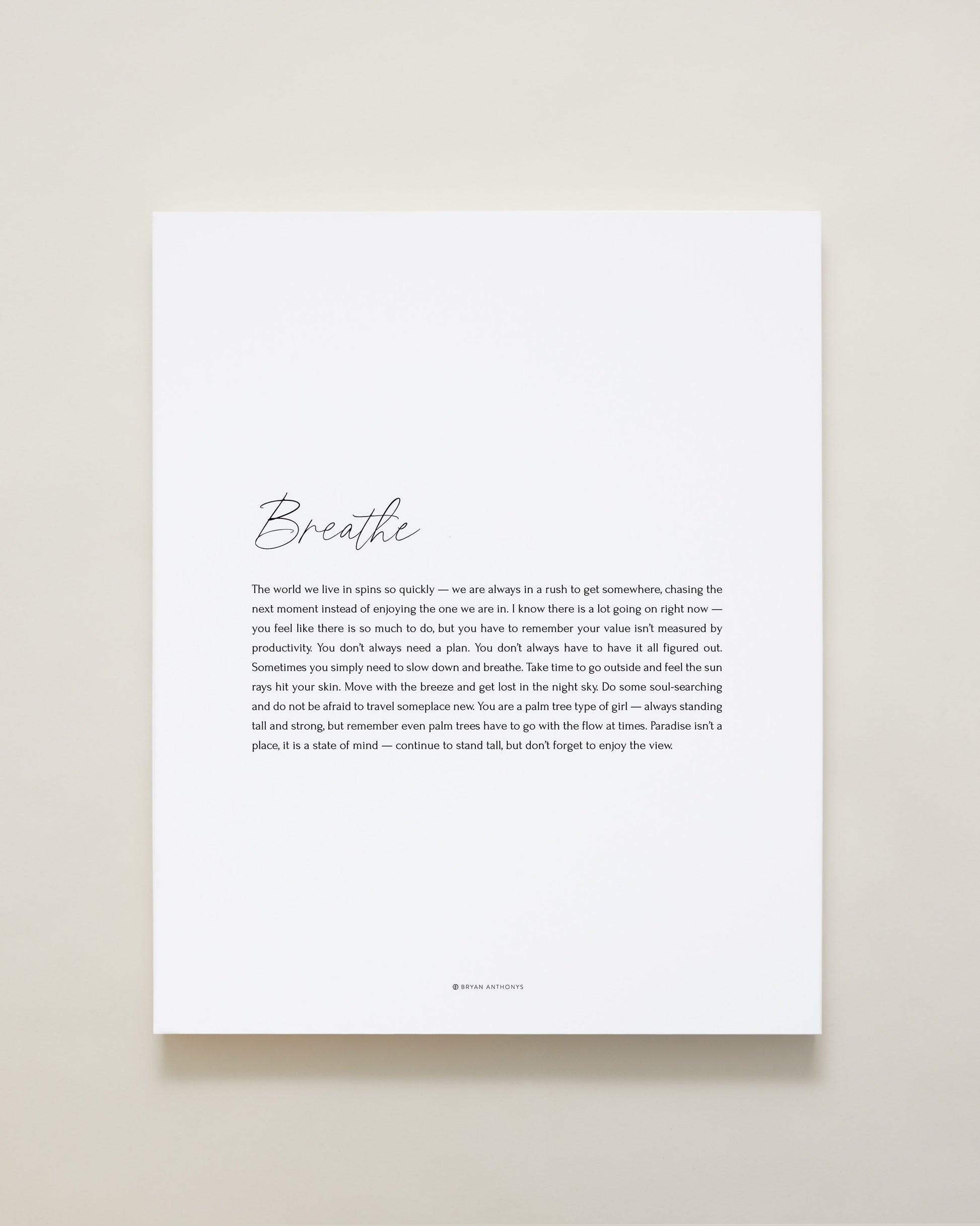 Bryan Anthonys Home Decor Breathe Script Canvas Print 16x20
