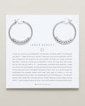 Bryan Anthonys Inner Beauty Silver Hoop Earrings With Crystals On Card