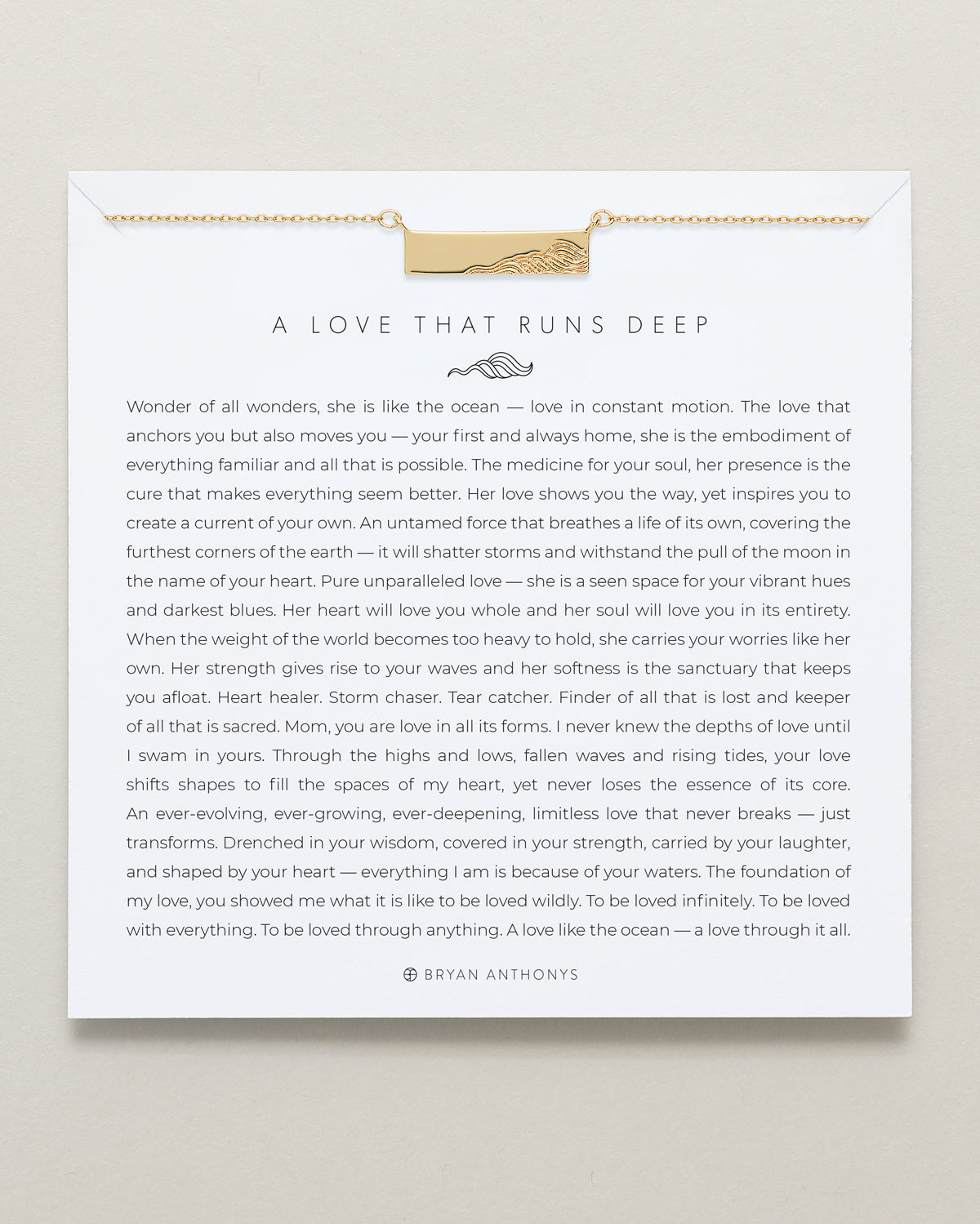 Bryan Anthonys A Love That Runs Deep Gold Necklace On Card