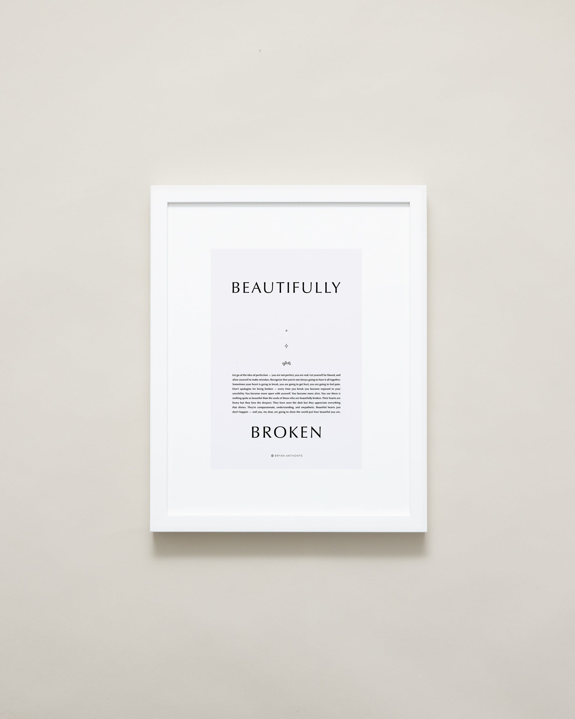 Bryan Anthonys Home Decor Purposeful Prints Beautifully Broken Iconic Framed Print White Frame Gray Art 11x14