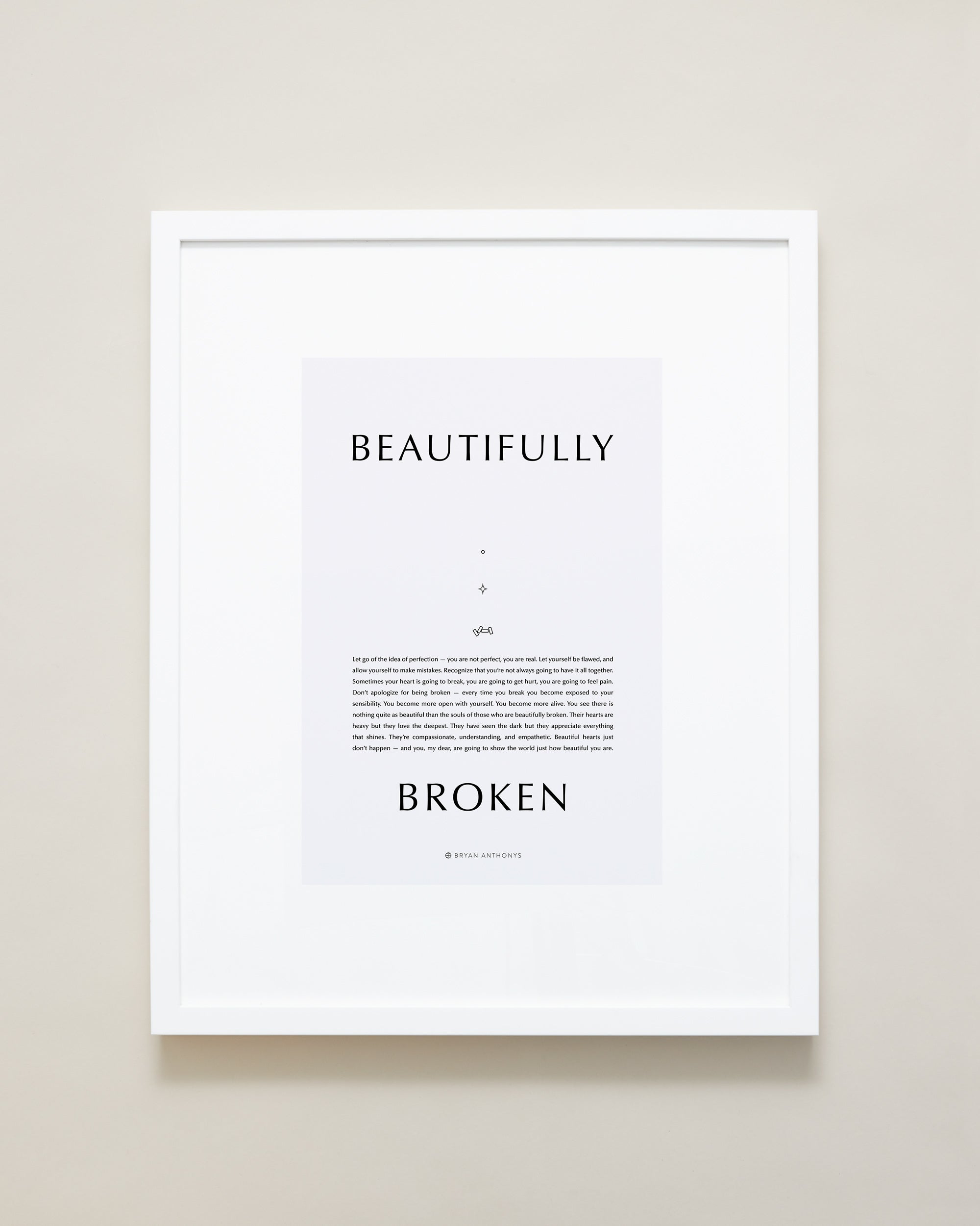 Bryan Anthonys Home Decor Purposeful Prints Beautifully Broken Iconic Framed Print White Frame Gray Art 16x20