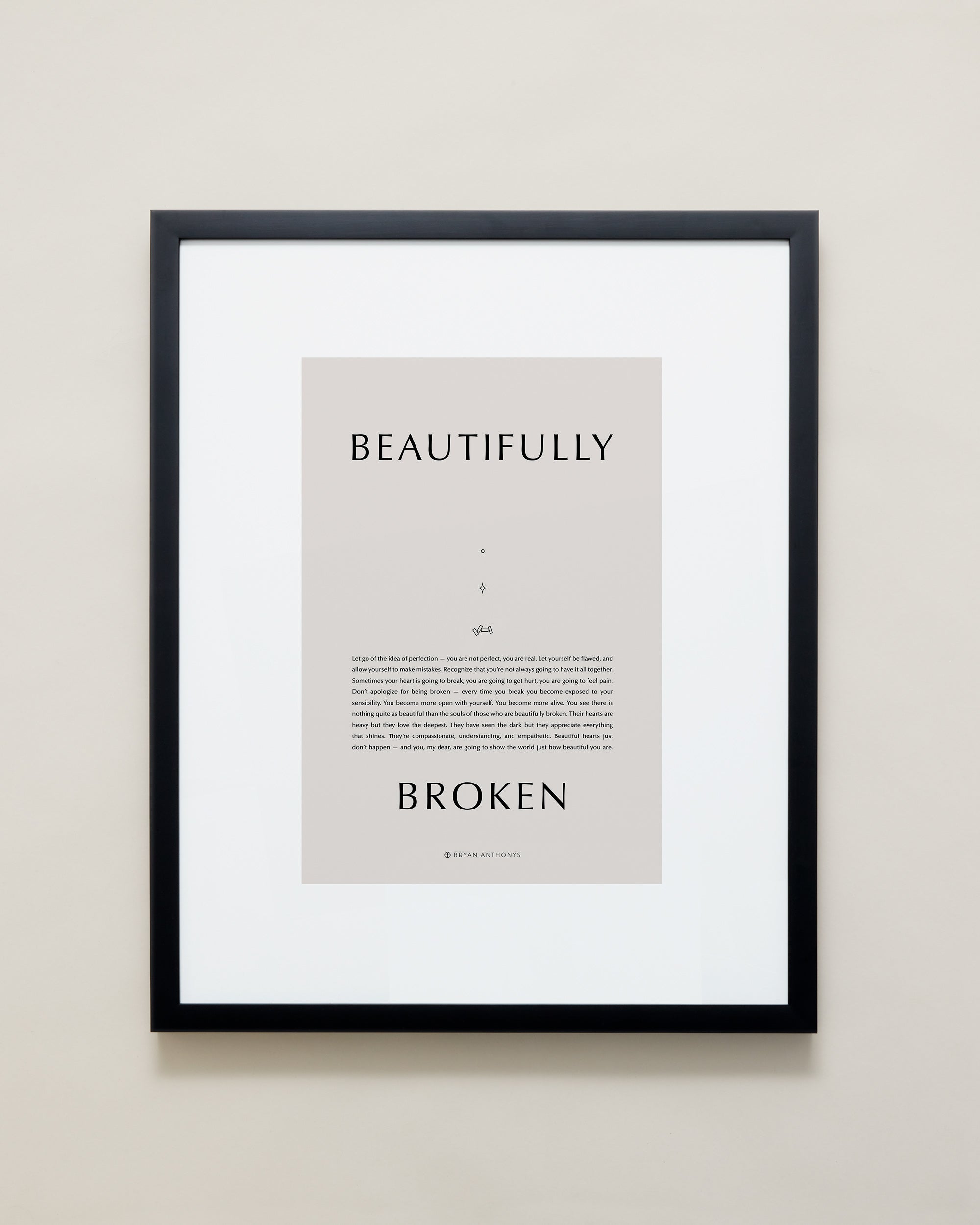 Bryan Anthonys Home Decor Purposeful Prints Beautifully Broken Iconic Framed Print Black Frame Tan Art 16x20