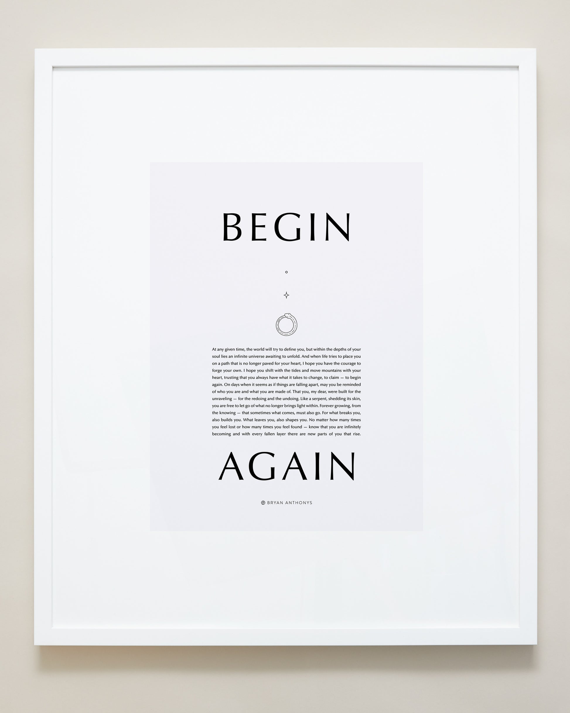 Bryan Anthonys Purposeful Prints Begin Again Iconic Framed Print White With Gray 20x24