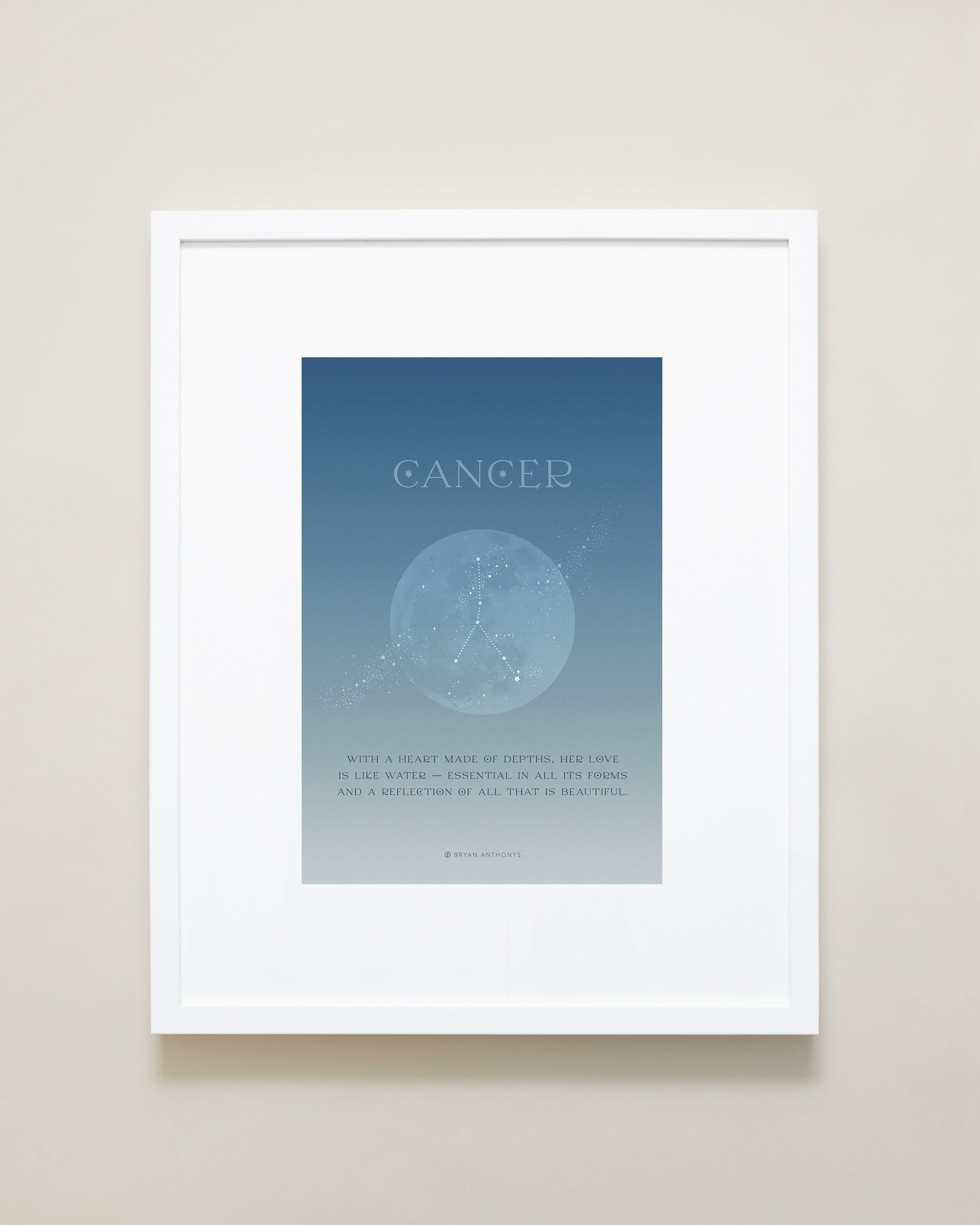 Bryan Anthonys Cancer Zodiac Framed Print Moon Graphic Print White Frame 16x20