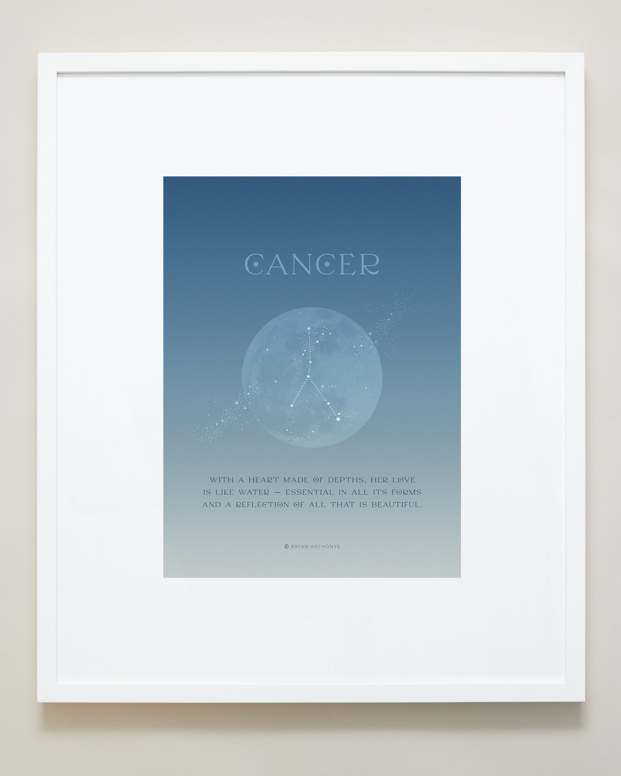 Bryan Anthonys Cancer Zodiac Framed Print Moon Graphic Print White Frame 20x24