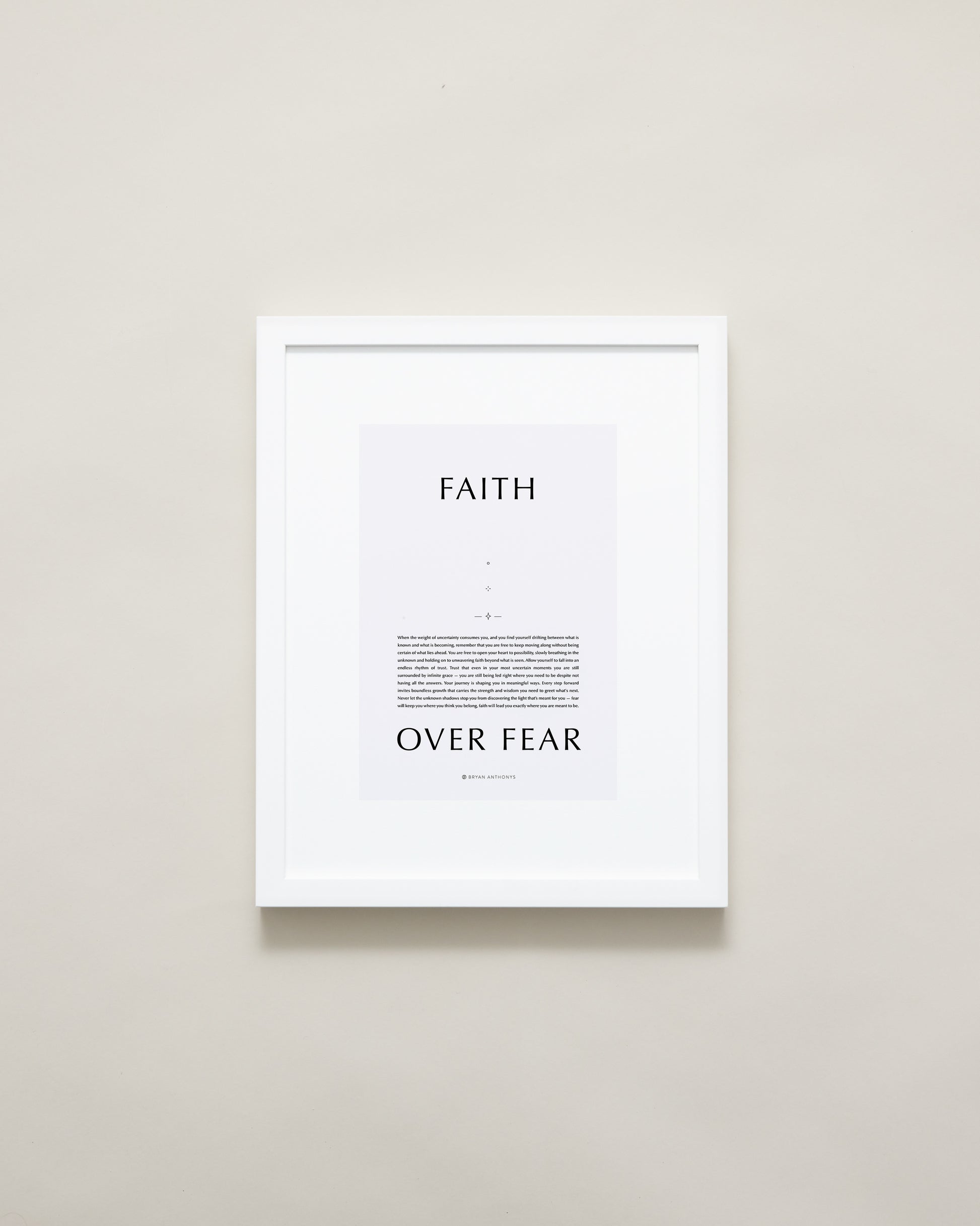 Bryan Anthonys Home Decor Purposeful Prints Faith Over Fear Iconic Framed Print Gray Art White Frame 11x14