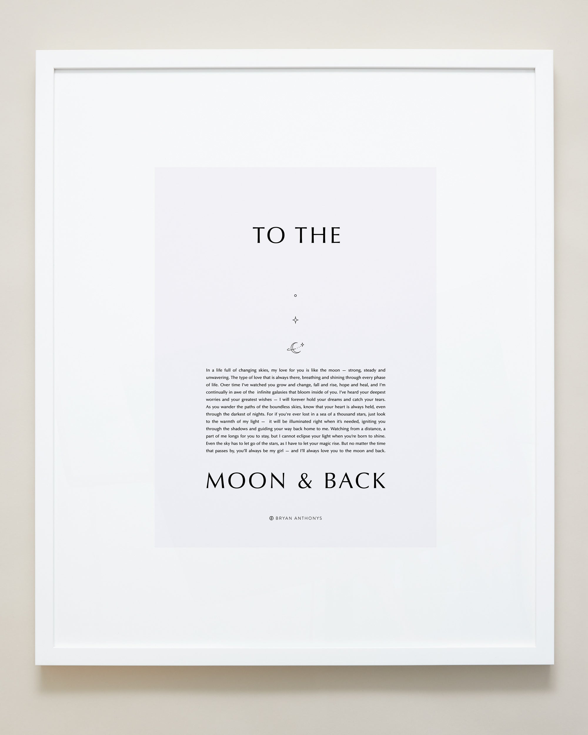 Bryan Anthonys Home Decor Framed Print To The Moon & Back White Frame w/ Gray 20x24