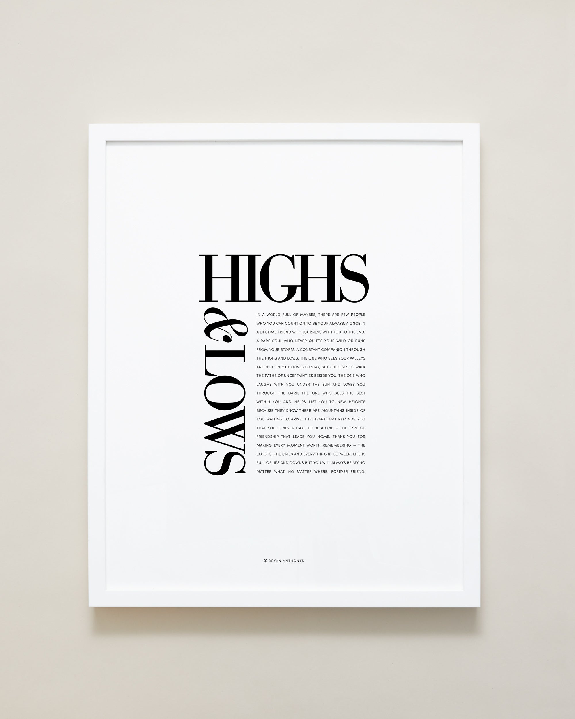 Bryan Anthonys Home Decor Purposeful Prints Highs and Lows Editorial Framed Print White 16x20