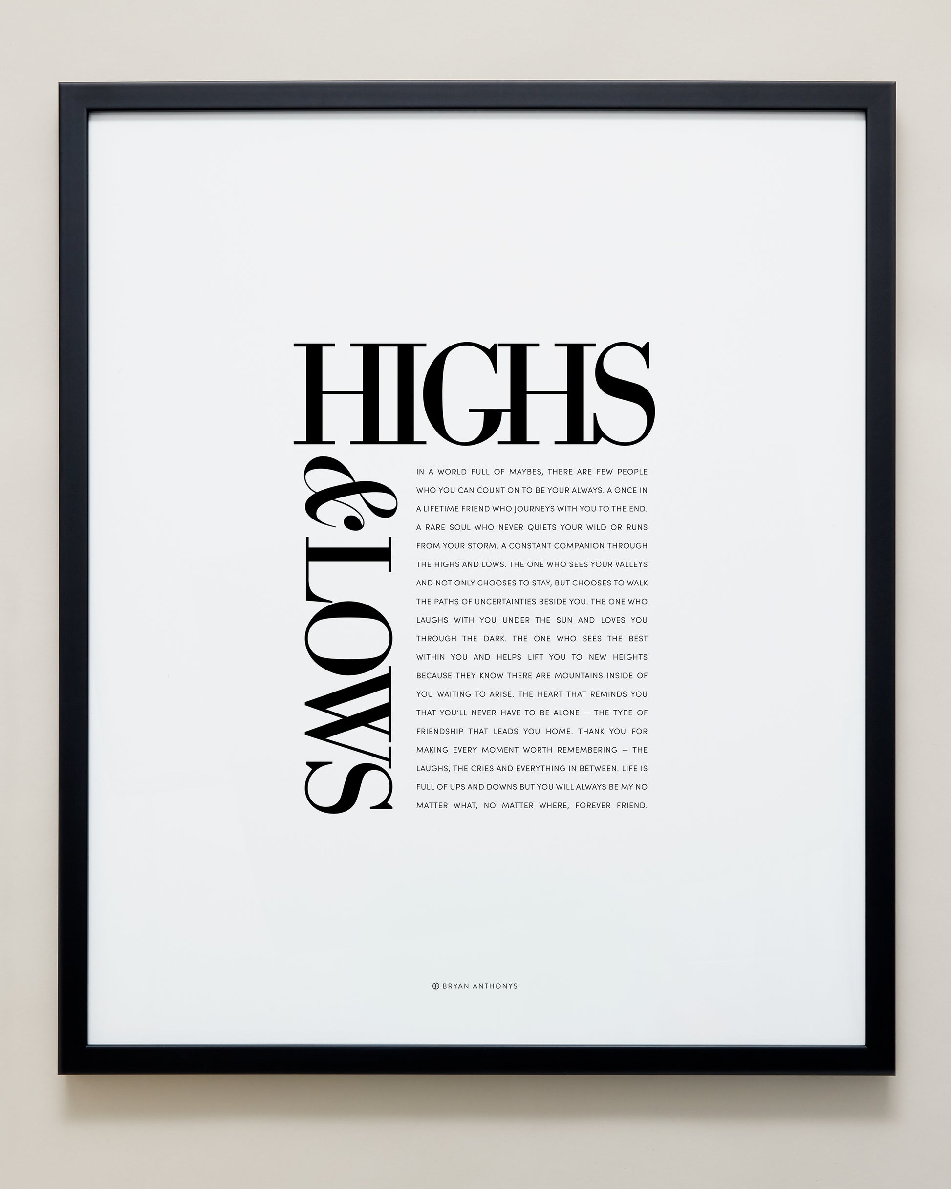 Bryan Anthonys Home Decor Purposeful Prints Highs and Lows Editorial Framed Print Black 20x24