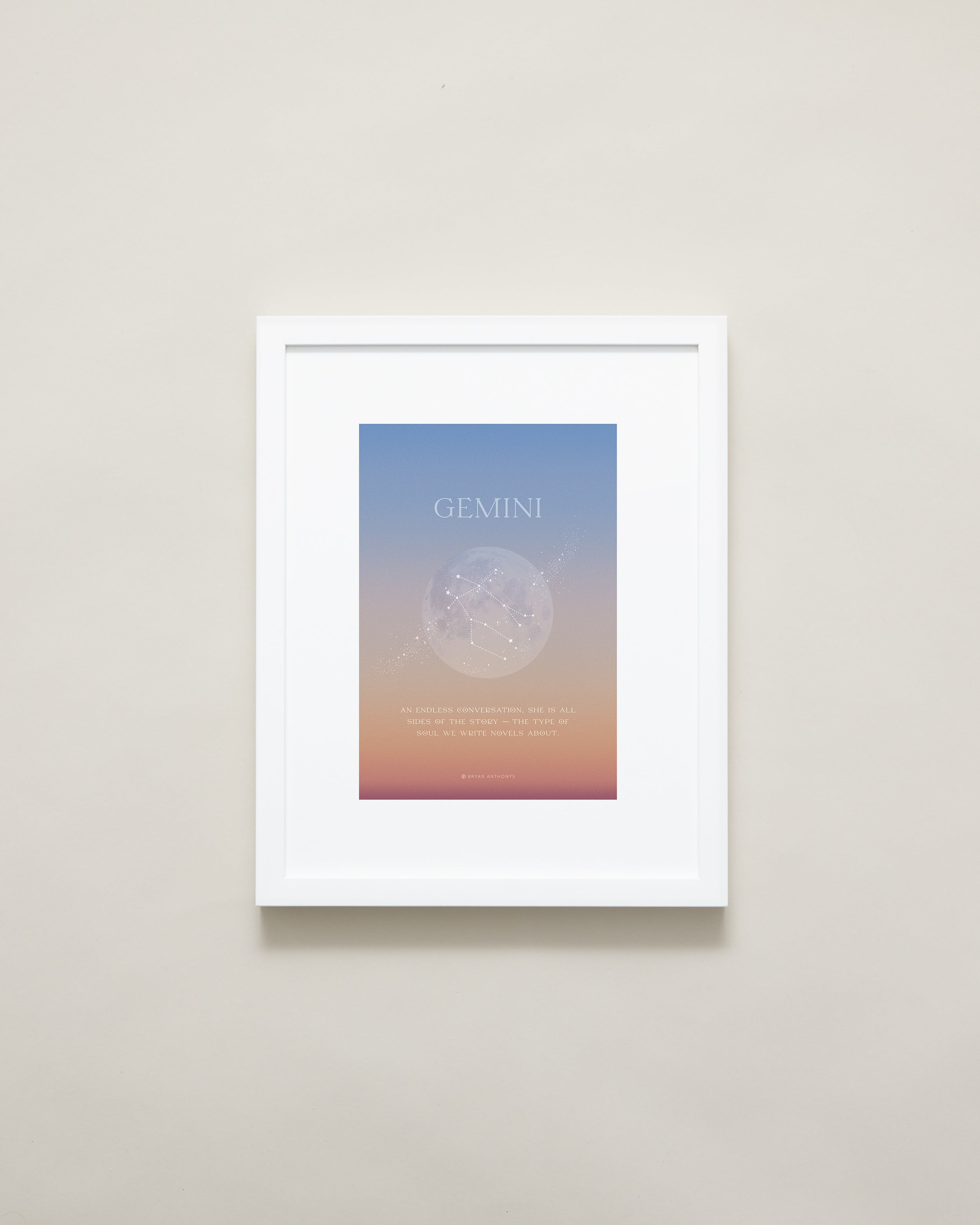 Bryan Anthonys Gemini Zodiac Moon Framed Graphic Print White Frame 11x14