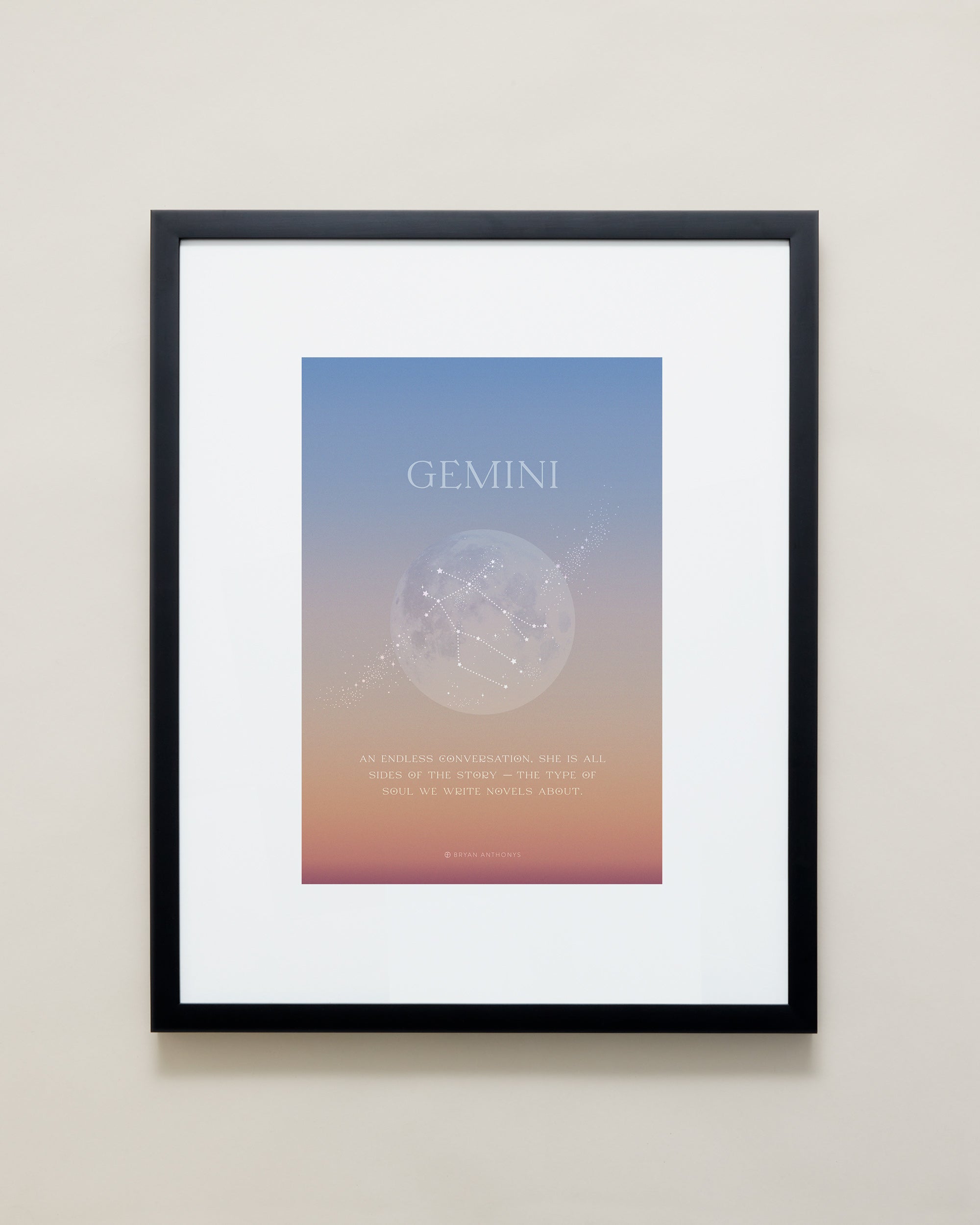 Bryan Anthonys Gemini Zodiac Moon Framed Graphic Print Black Frame 16x20