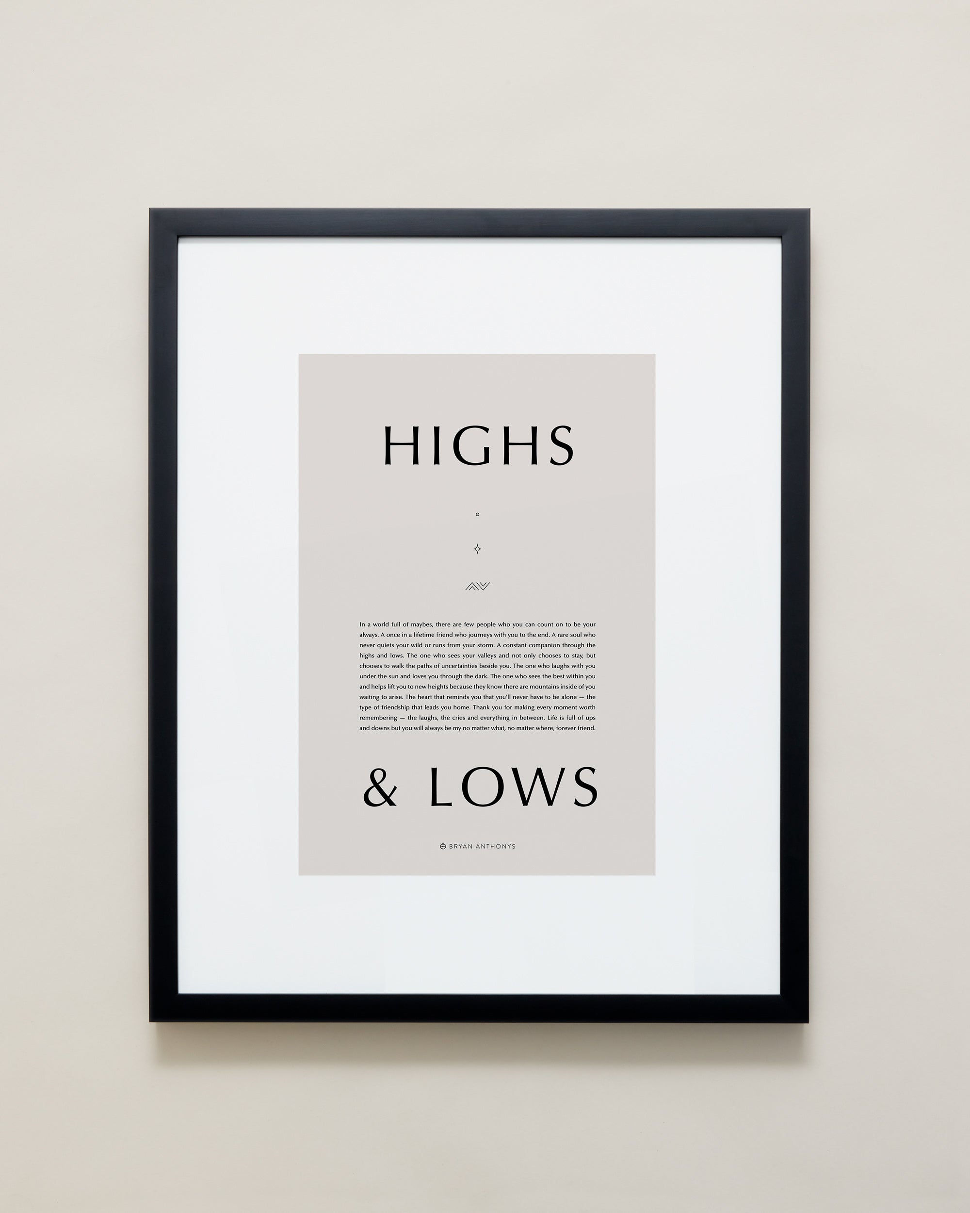 Bryan Anthonys Home Decor Purposeful Prints Highs and Lows Iconic Framed Print Black with Tan 16x20