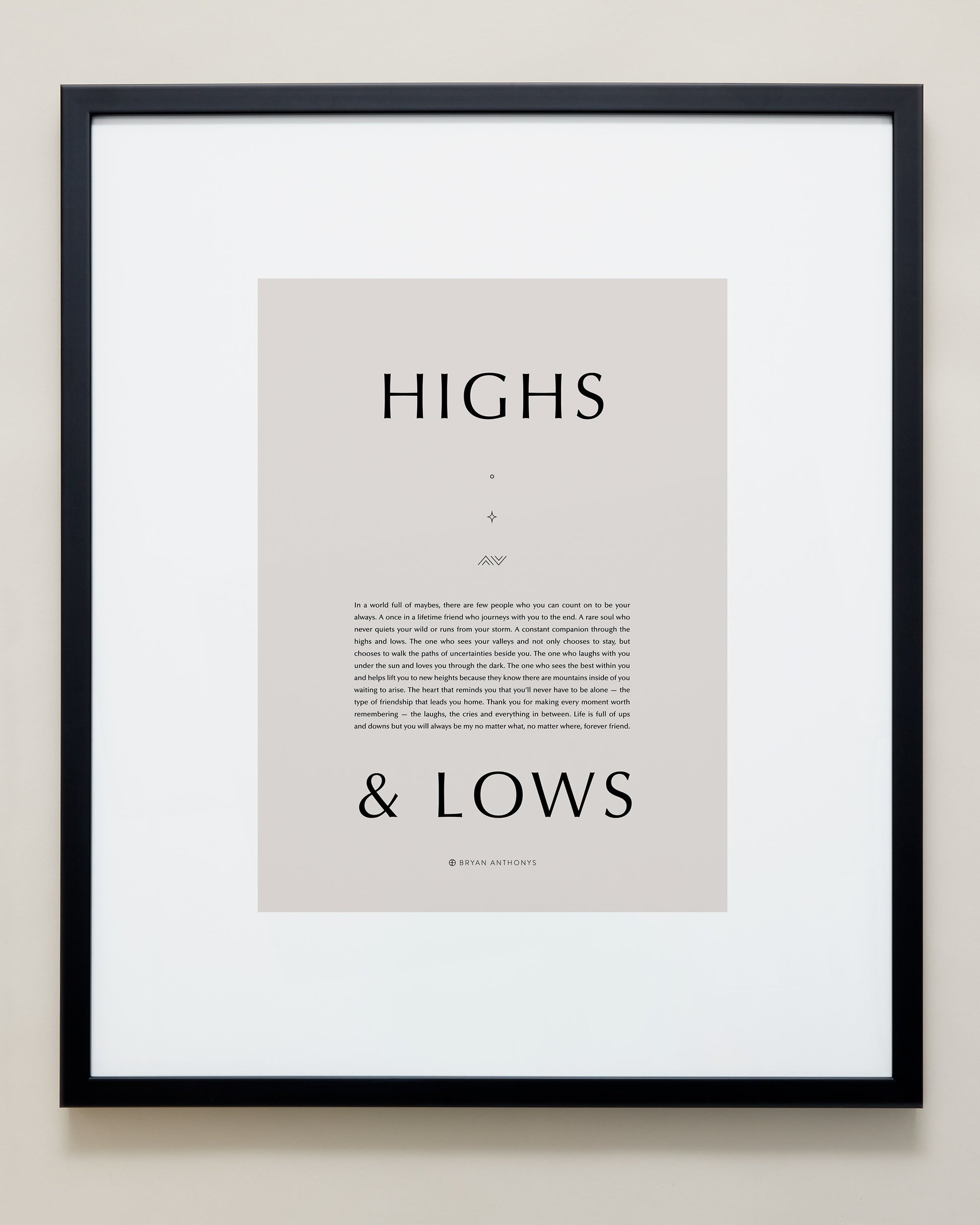 Bryan Anthonys Home Decor Purposeful Prints Highs and Lows Iconic Framed Print Black with Tan 20x24