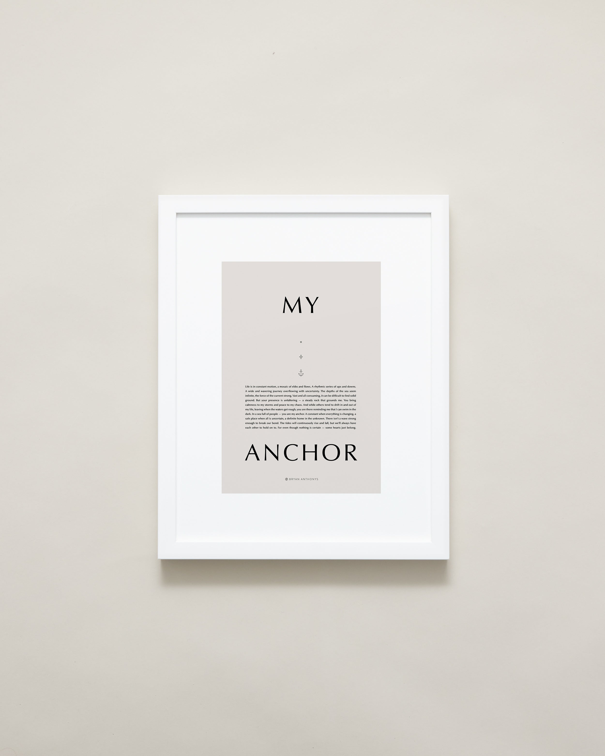 Bryan Anthonys Home Decor Purposeful Prints My Anchor Iconic Framed Print Tan Art With White Frame 11x14