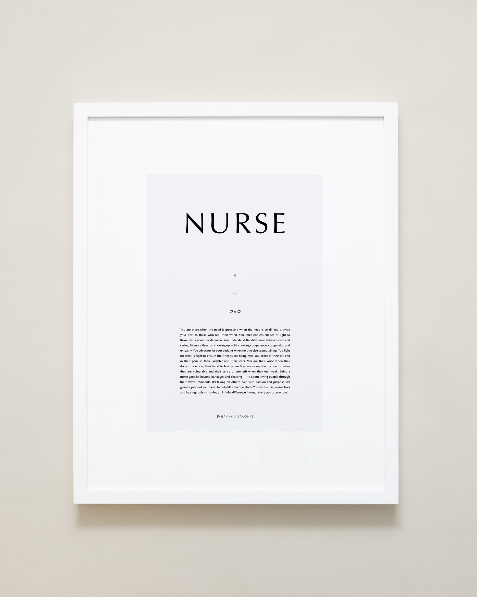 Bryan Anthonys Home Decor Purposeful Prints Nurse Iconic Framed Print Gray Art With White Frame 16x20