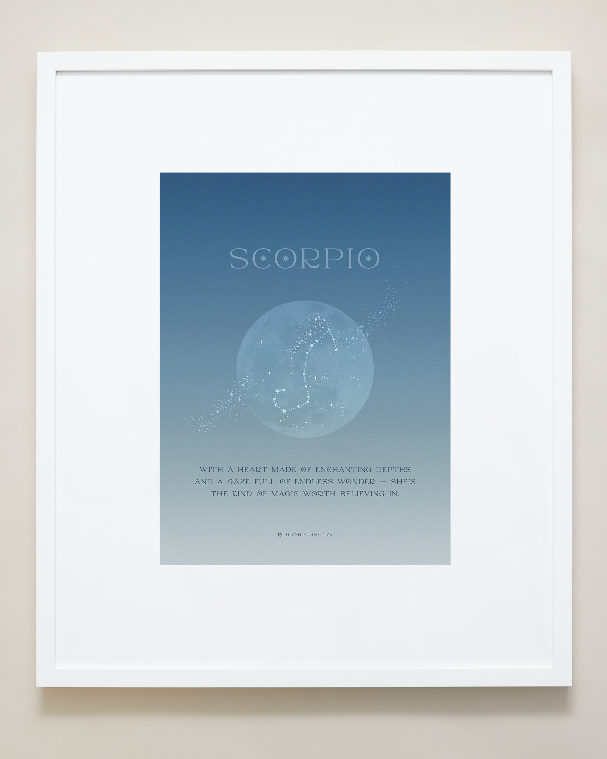 Bryan Anthonys Scorpio Zodiac Moon Framed Graphic Print White Frame 20x24