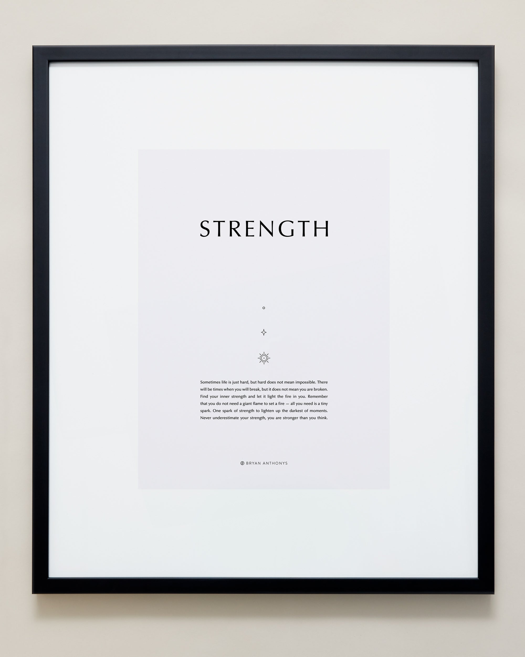 Bryan Anthonys Home Decor Purposeful Prints Strength Iconic Framed Print Gray Art With Black Frame 20x24