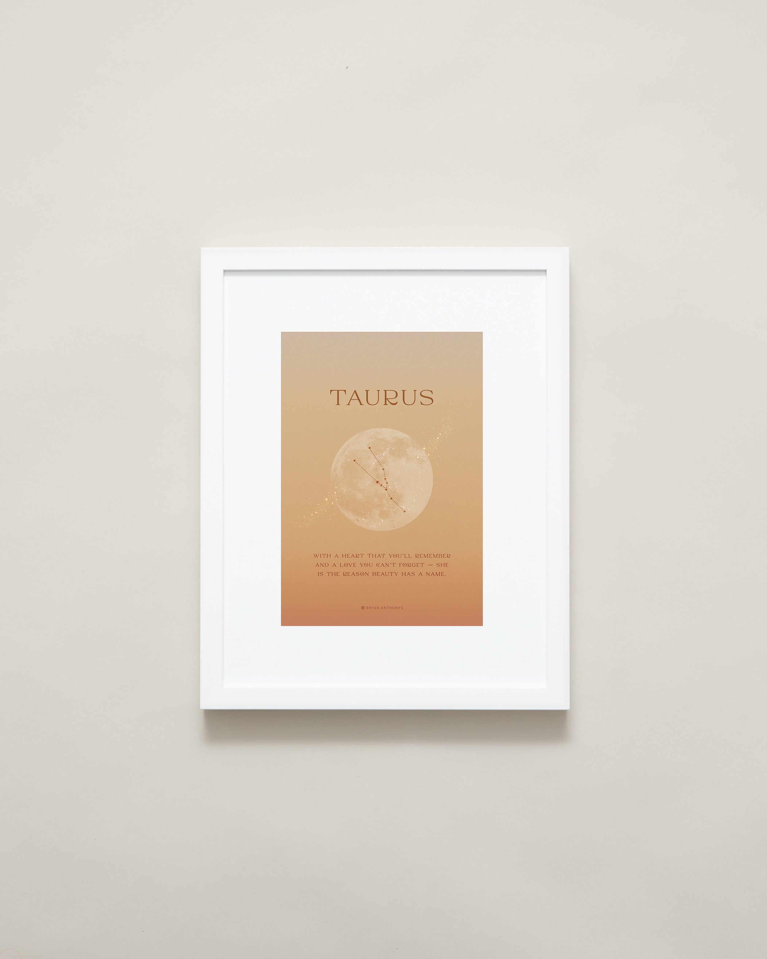 Bryan Anthonys Taurus Zodiac Moon Graphic Framed Print White Frame 11x14