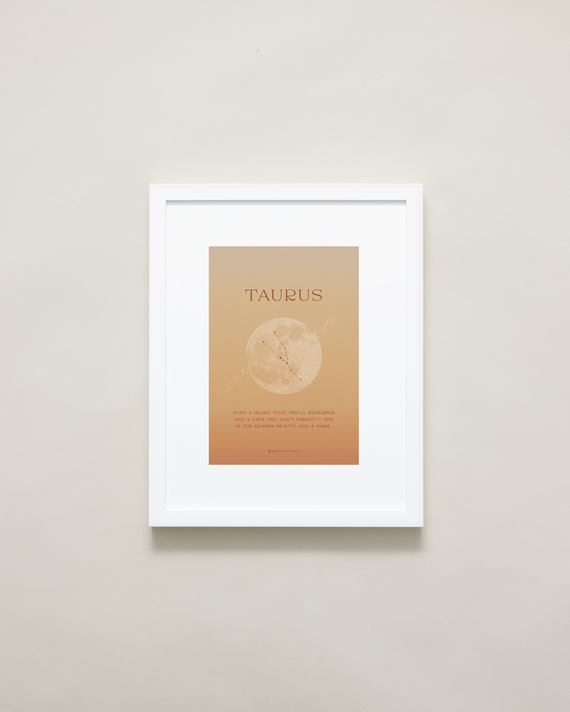 Bryan Anthonys Taurus Zodiac Moon Graphic Framed Print White Frame 11x14
