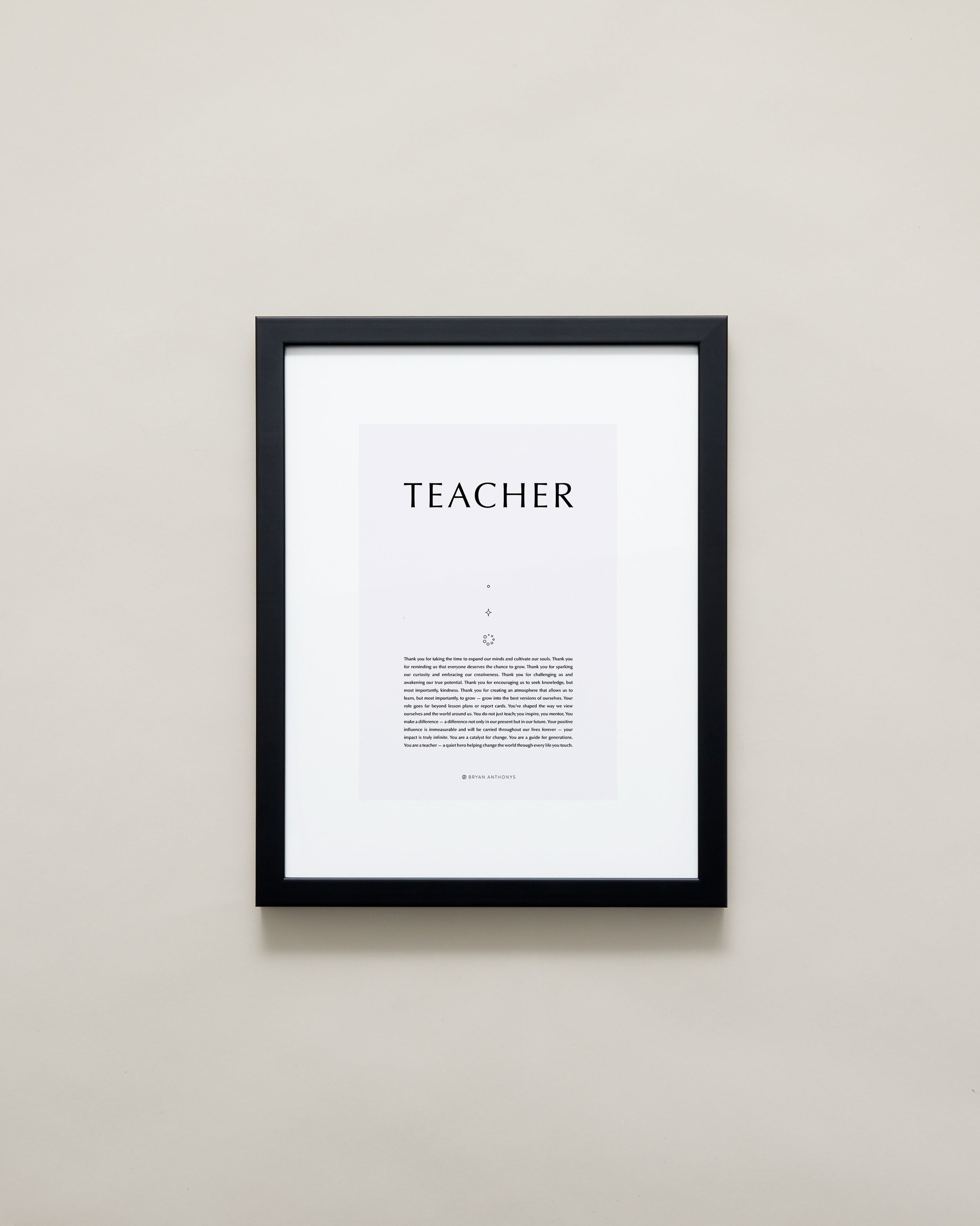 Bryan Anthonys Home Decor Purposeful Prints Teacher Iconic Framed Print Gray Art with Black Frame 11x14