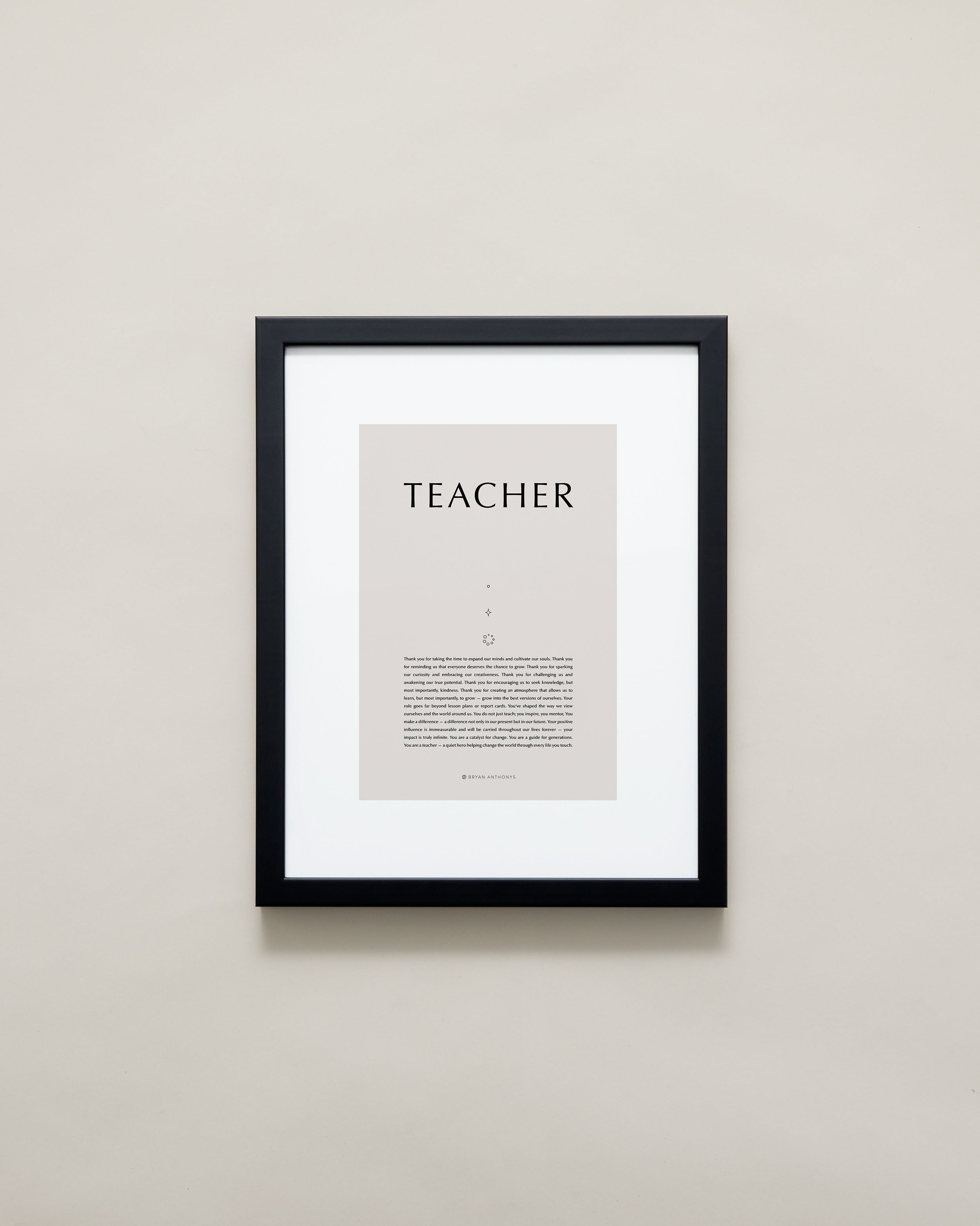 Bryan Anthonys Home Decor Purposeful Prints Teacher Iconic Framed Print Tan Art with Black Frame 11x14