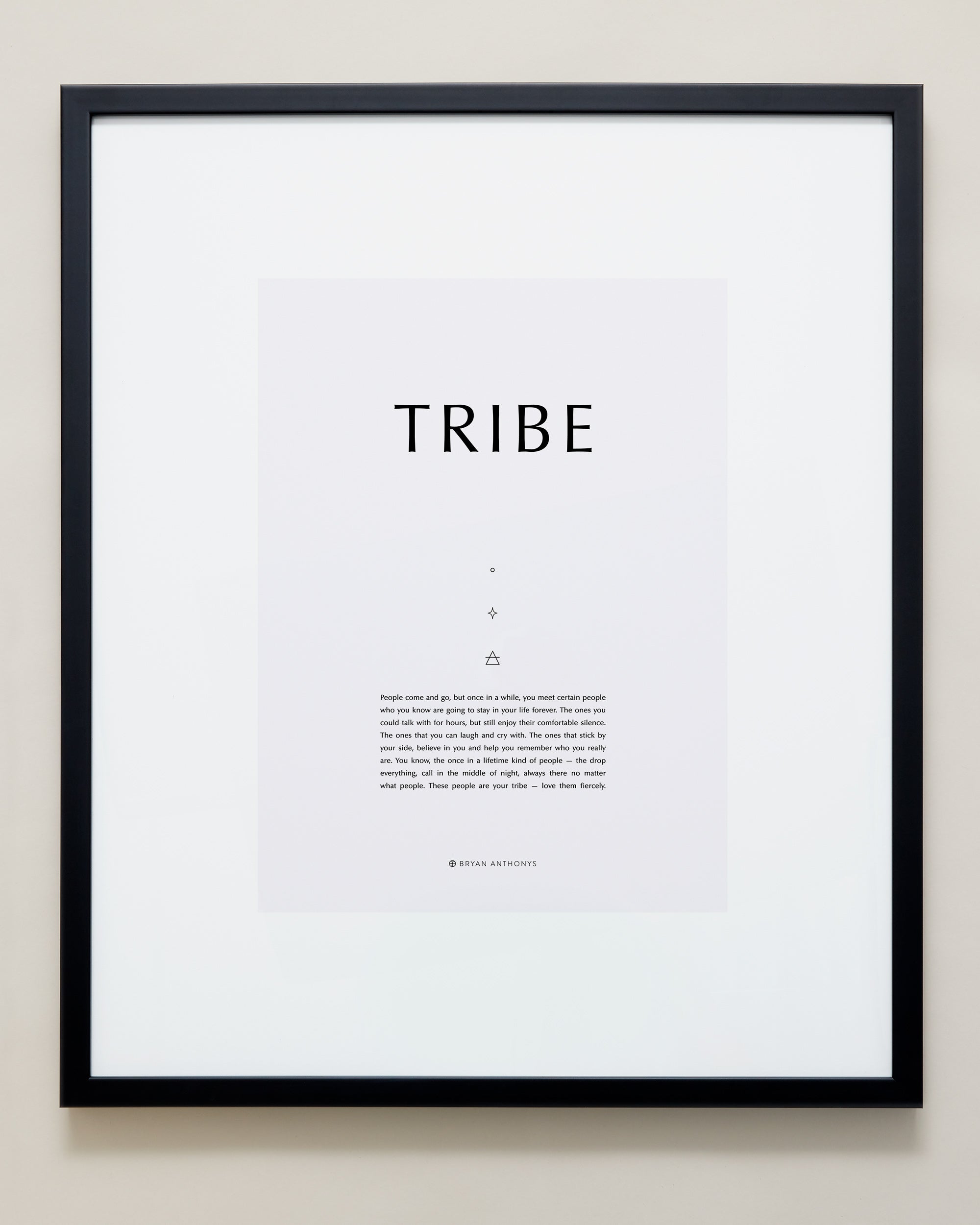 Bryan Anthonys Home Decor Purposeful Prints Tribe Iconic Framed Print Gray Art with Black Frame 20x24