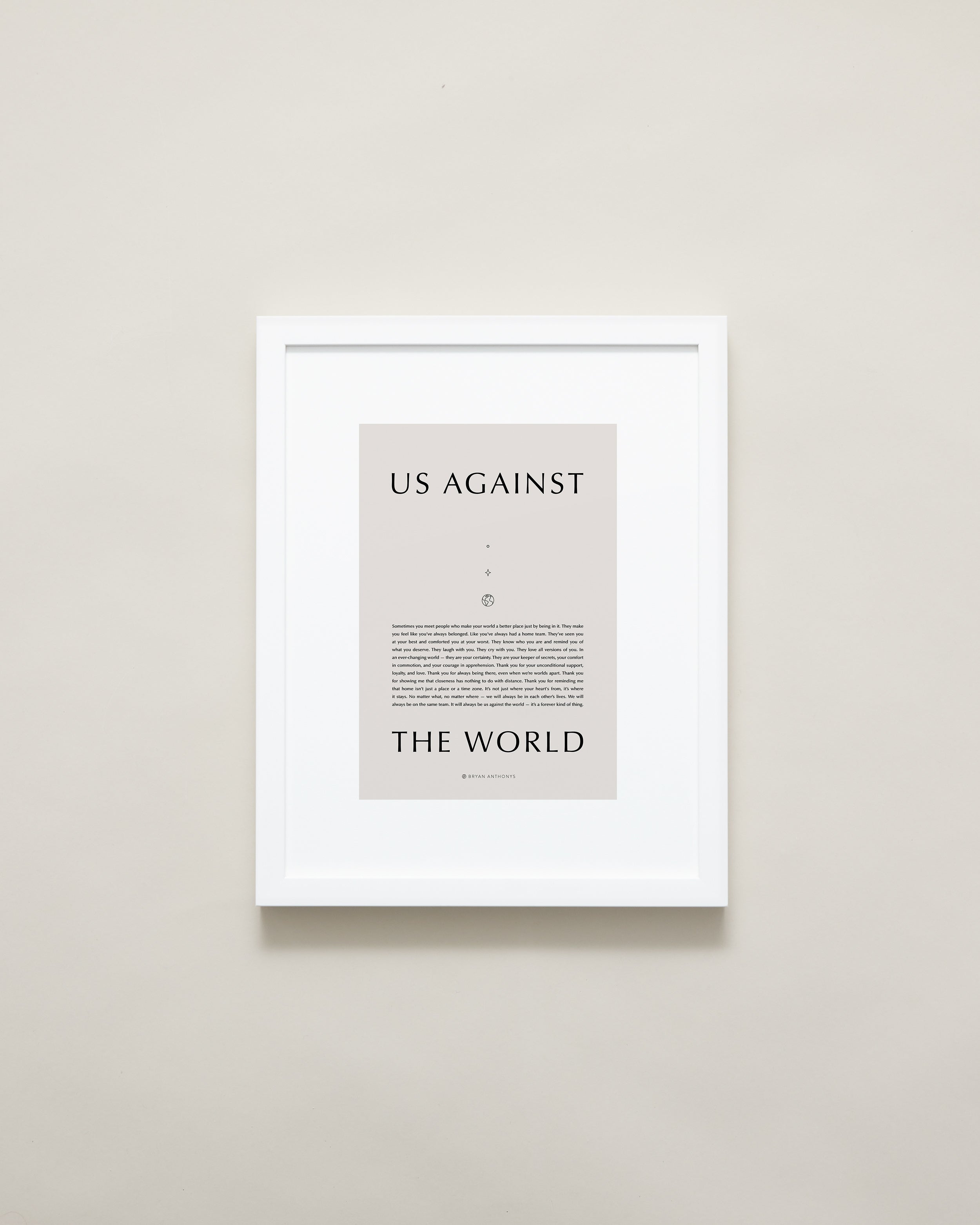 Bryan Anthonys Home Decor Purposeful Prints Us Against The World Iconic Framed Print Tan Art With White Frame 11x14