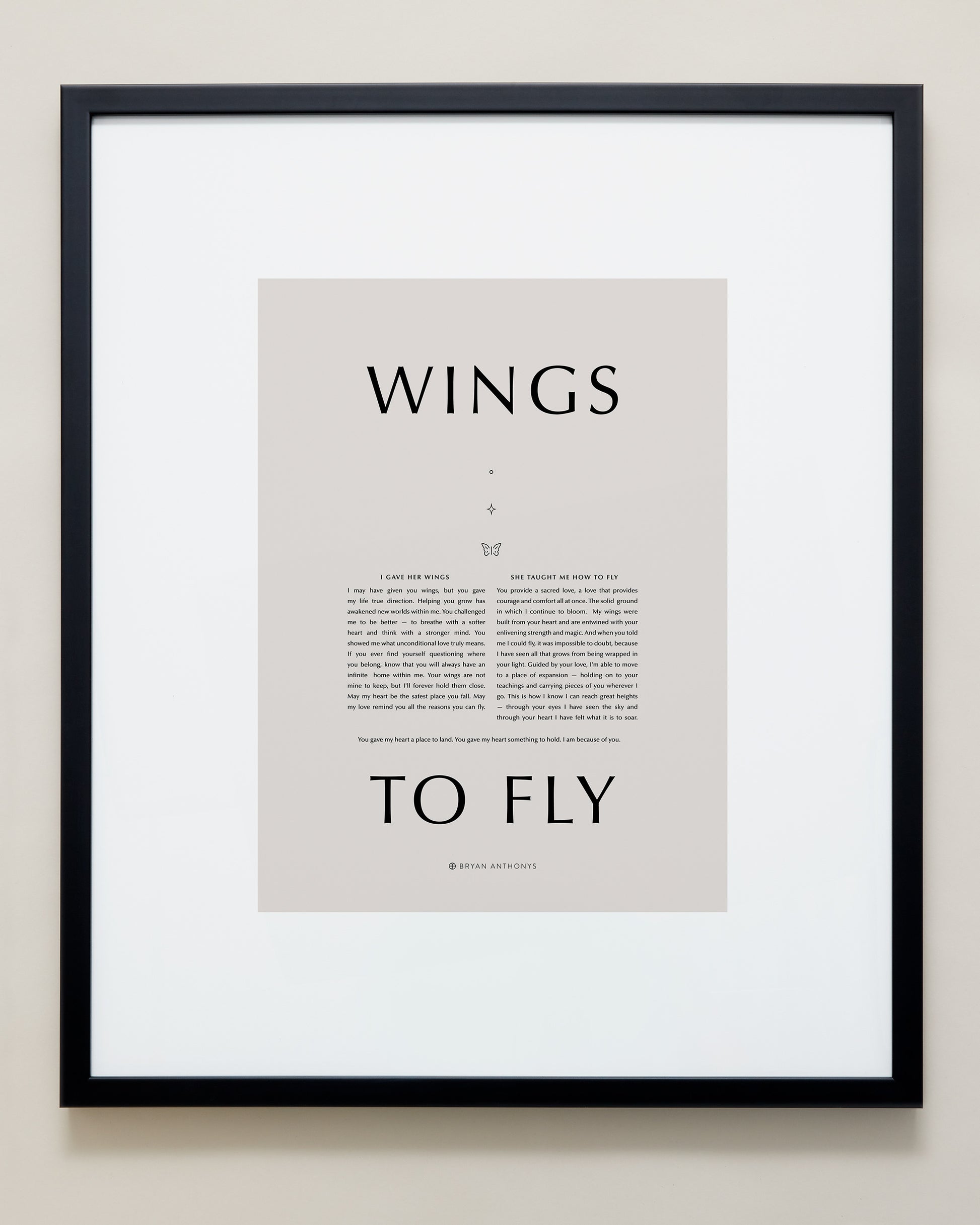 Bryan Anthonys Home Decor Wings To Fly Framed Print 20x24 Black Frame with Tan