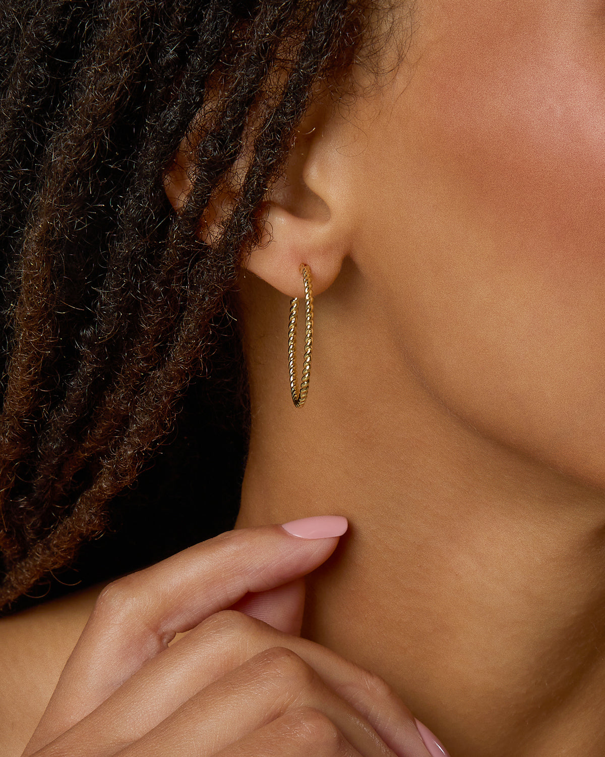 Bryan Anthonys Layers of You Entwined Dainty Hoops in Gold on Model