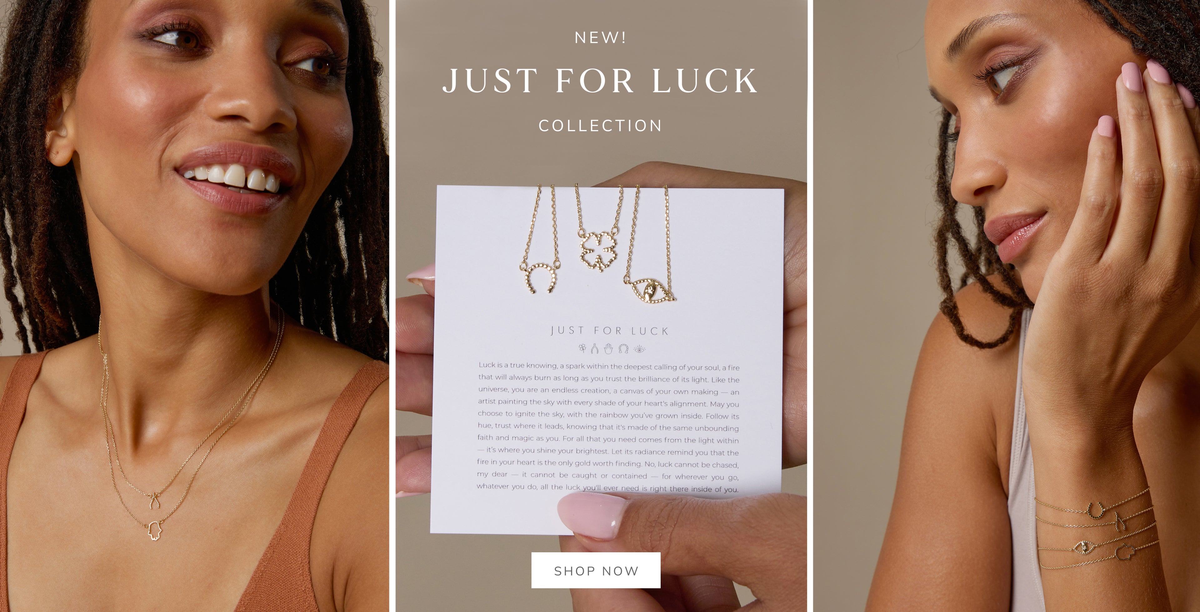Just For Luck Collection Necklaces On Card Desktop Banner