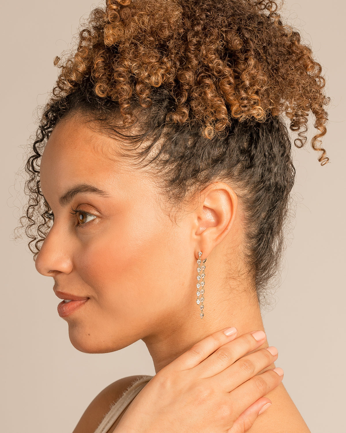 Bryan Anthonys Radiance Collection Pear Cut Chandelier Earrings On Model