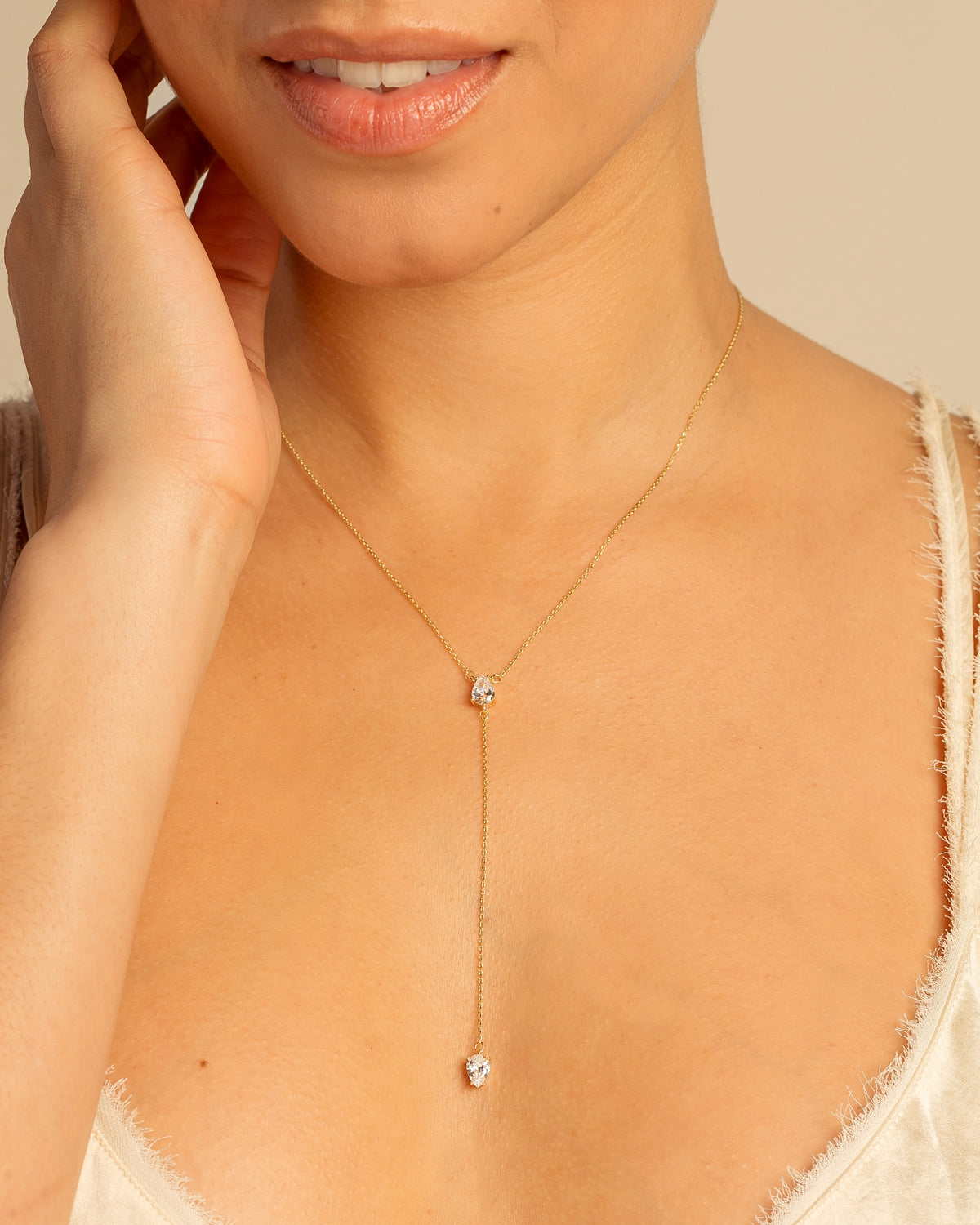 Bryan Anthonys Radiance Collection Pear Cut Lariat Necklace On Model