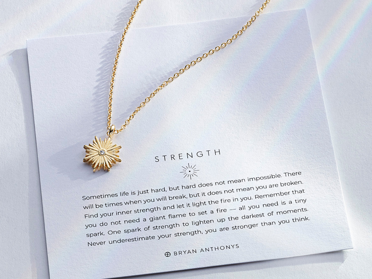 Strength Necklace in Gold with Description Meaning Card