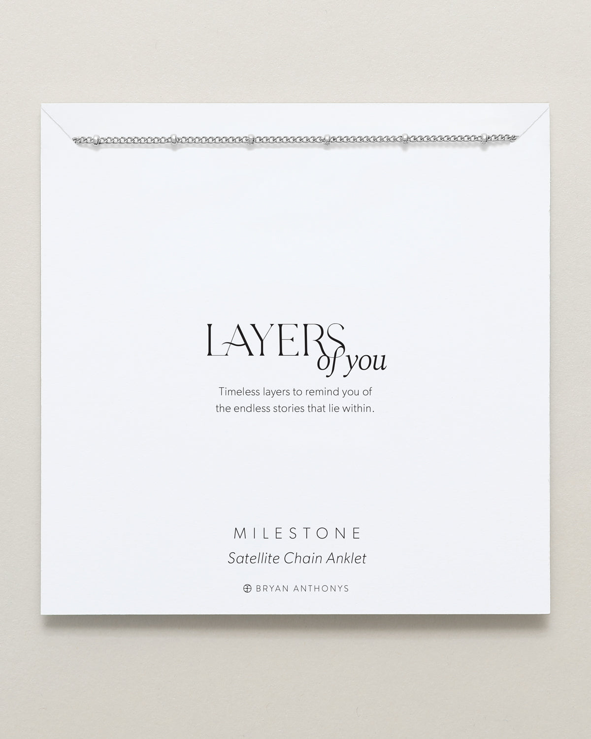 Bryan Anthonys Layers of You Milestone Silver Satellite Chain Anklet On Card