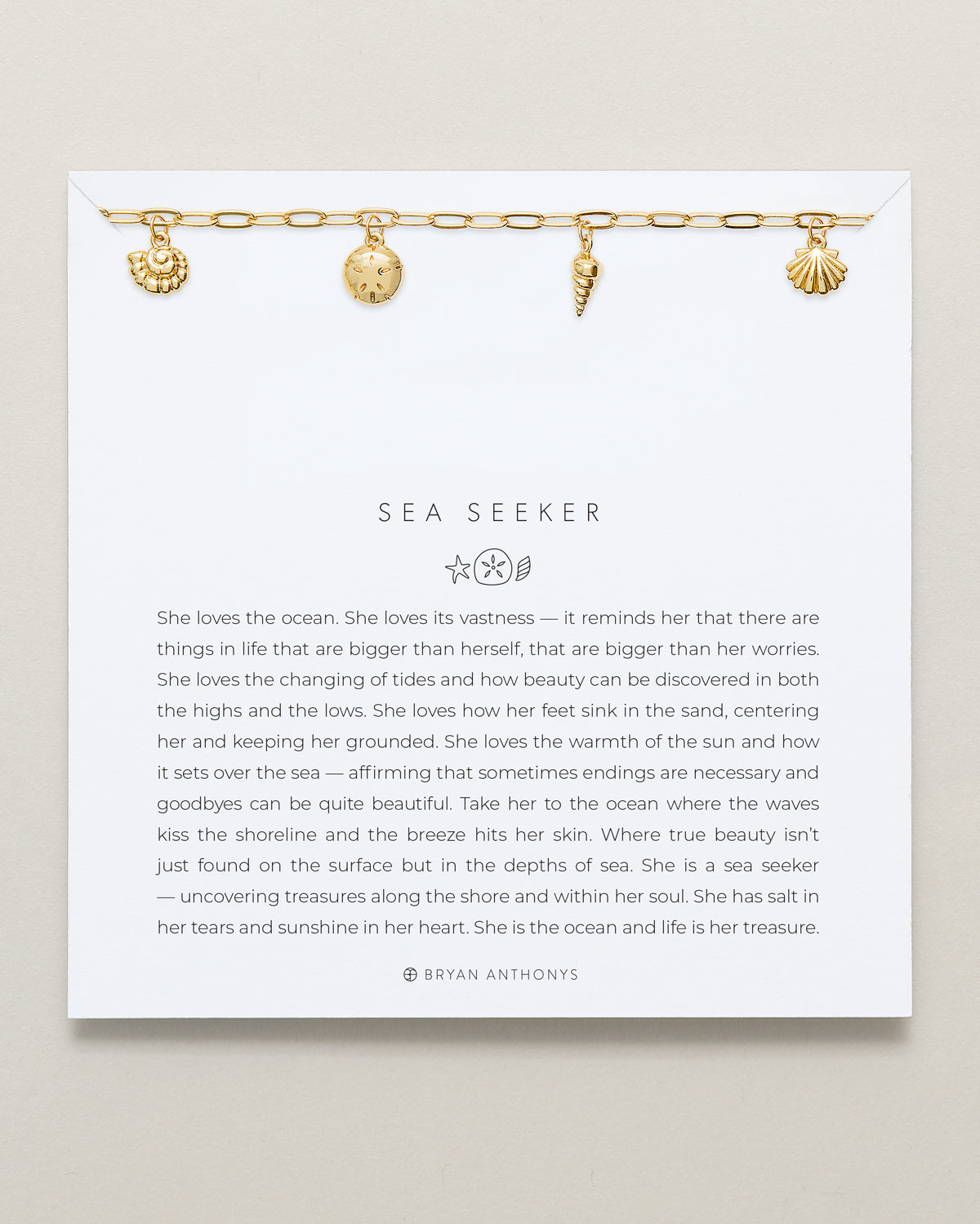 Bryan Anthonys Gold Sea Seeker Charm Bracelet On Card